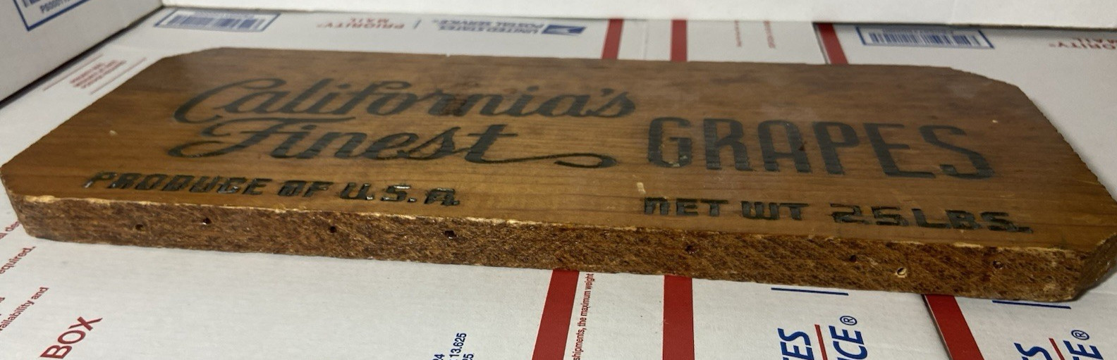Vintage California Finest Grapes Wood Panel Wall Sign – From Old Crate – Look