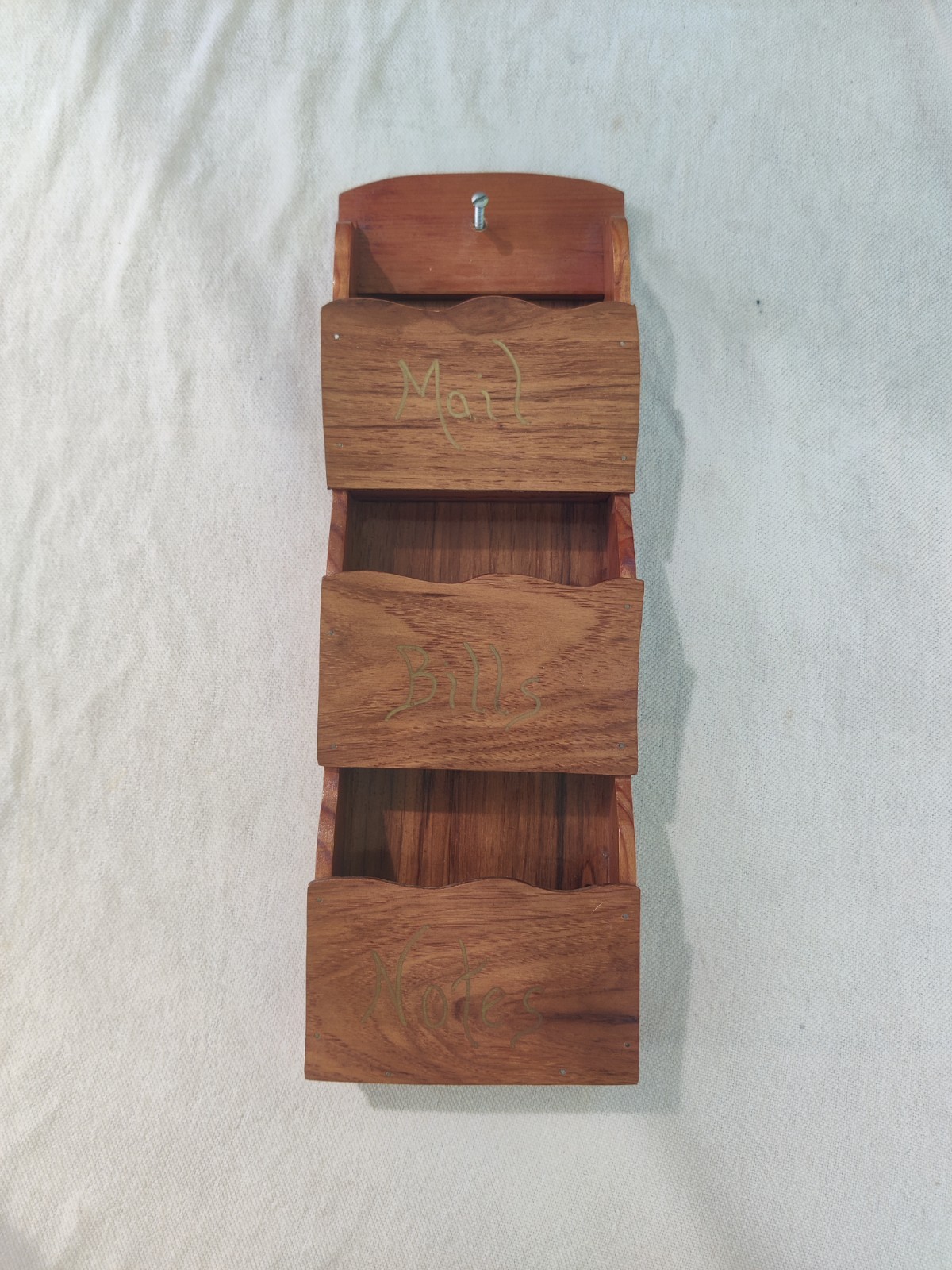 VTG Wood Wall Mail Holder Bills Pocket Shelf 3 Slots Granny Organization O&rsquo;Neill