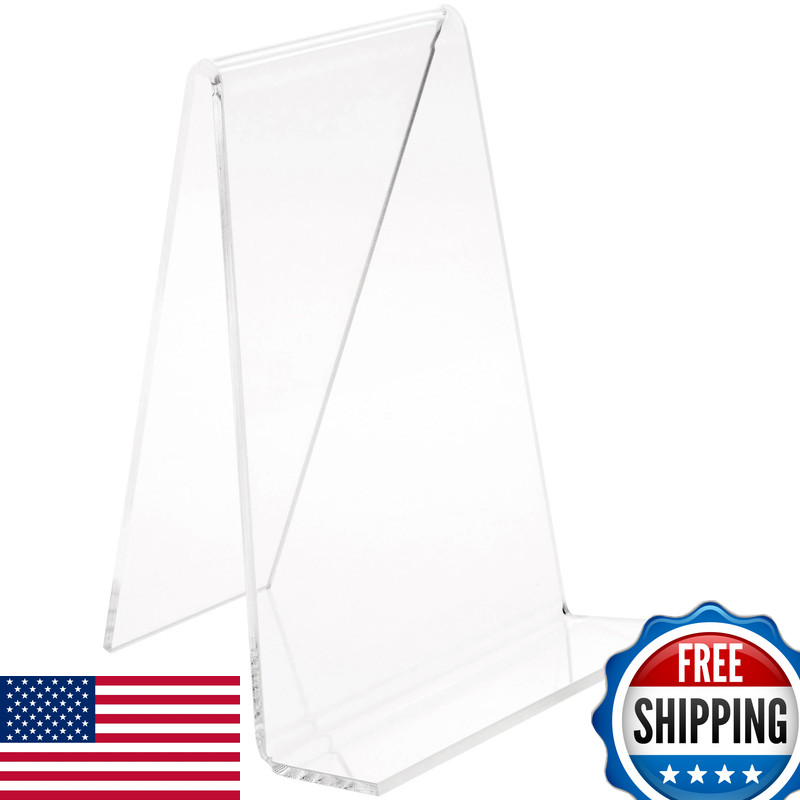 Plymor Clear Acrylic Book Easel 1.375 Flat Ledge 4.75 W X 4.75 D X 6 H Pack Of 3