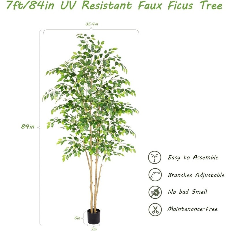 Artificial Ficus Tree Indoor Decorative Plant Realistic Faux Greenery Easy Care