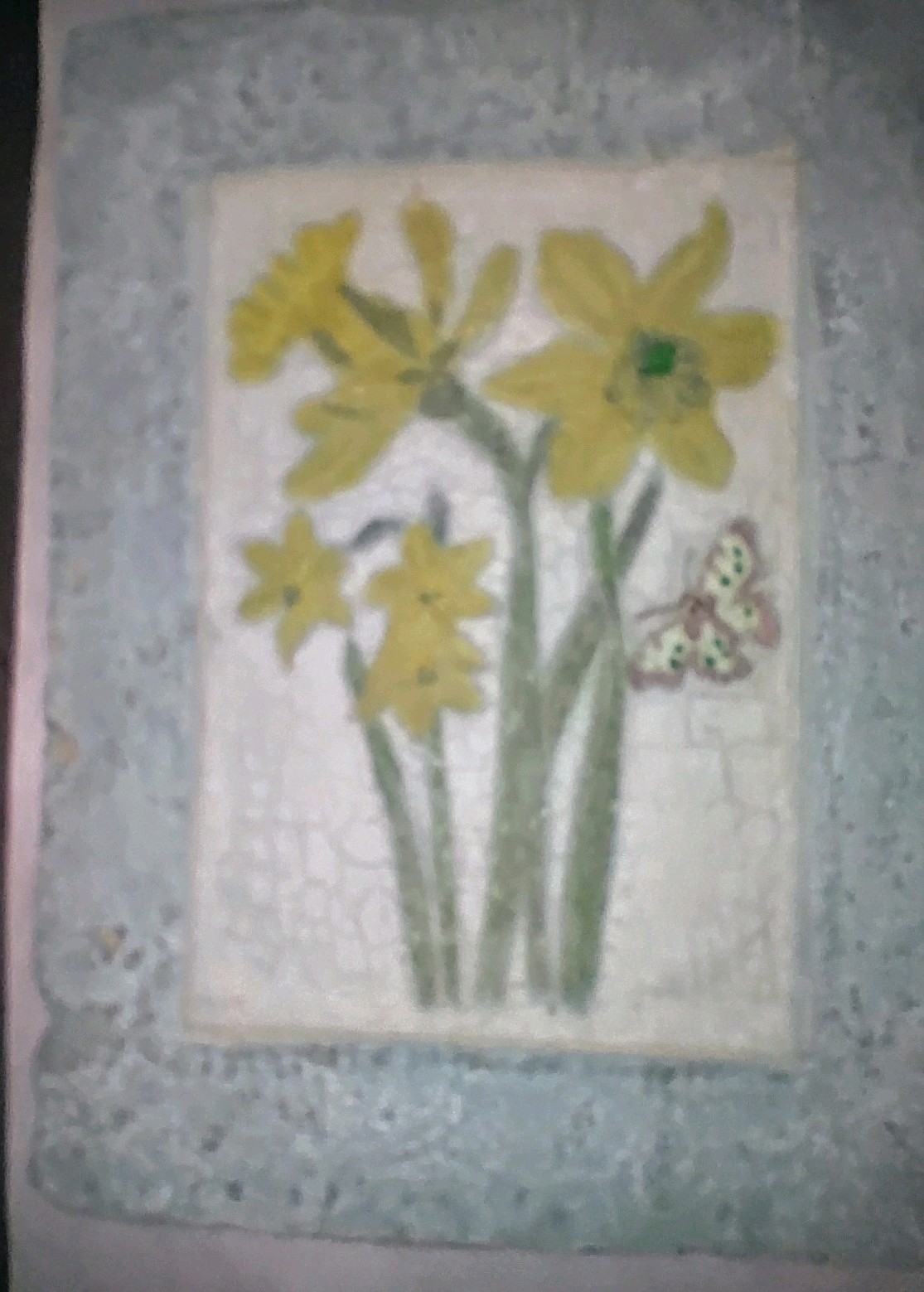 Floral Wall Art Plaque 3 pounds, 11&Prime;long, 8&Prime;wide,1/2 deep Painted Yellow Flowers