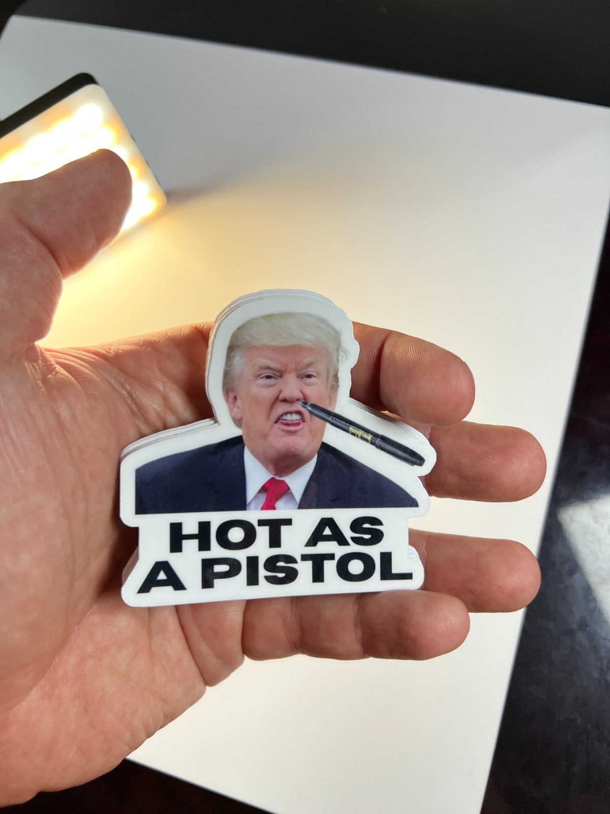 Trump Stickers « HOT AS A PISTOL » MEME Gas Pump Waterproof Vinyl NEW 1/10/50/100