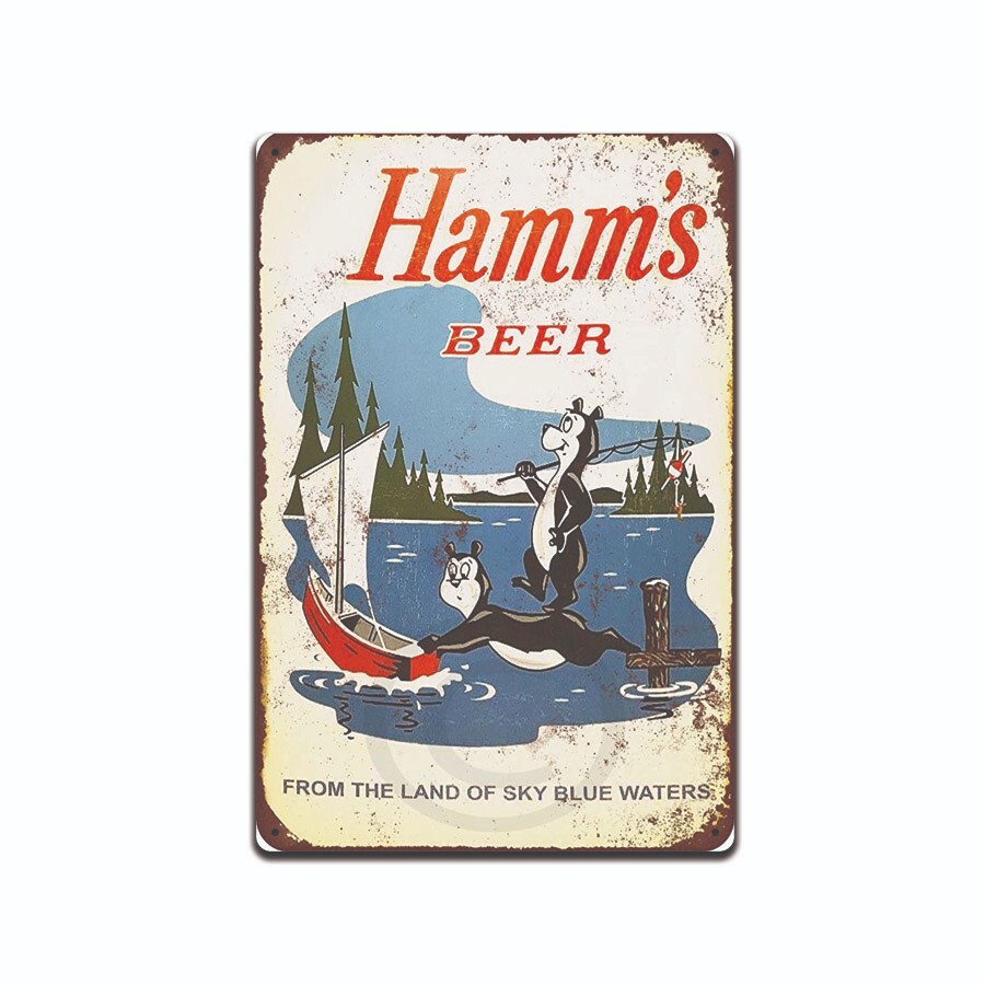 Hamm&rsquo;s Beer Bear Bar Pub Happy Vintage look Rustic Metal Sign 8 x12 Inches TS893
