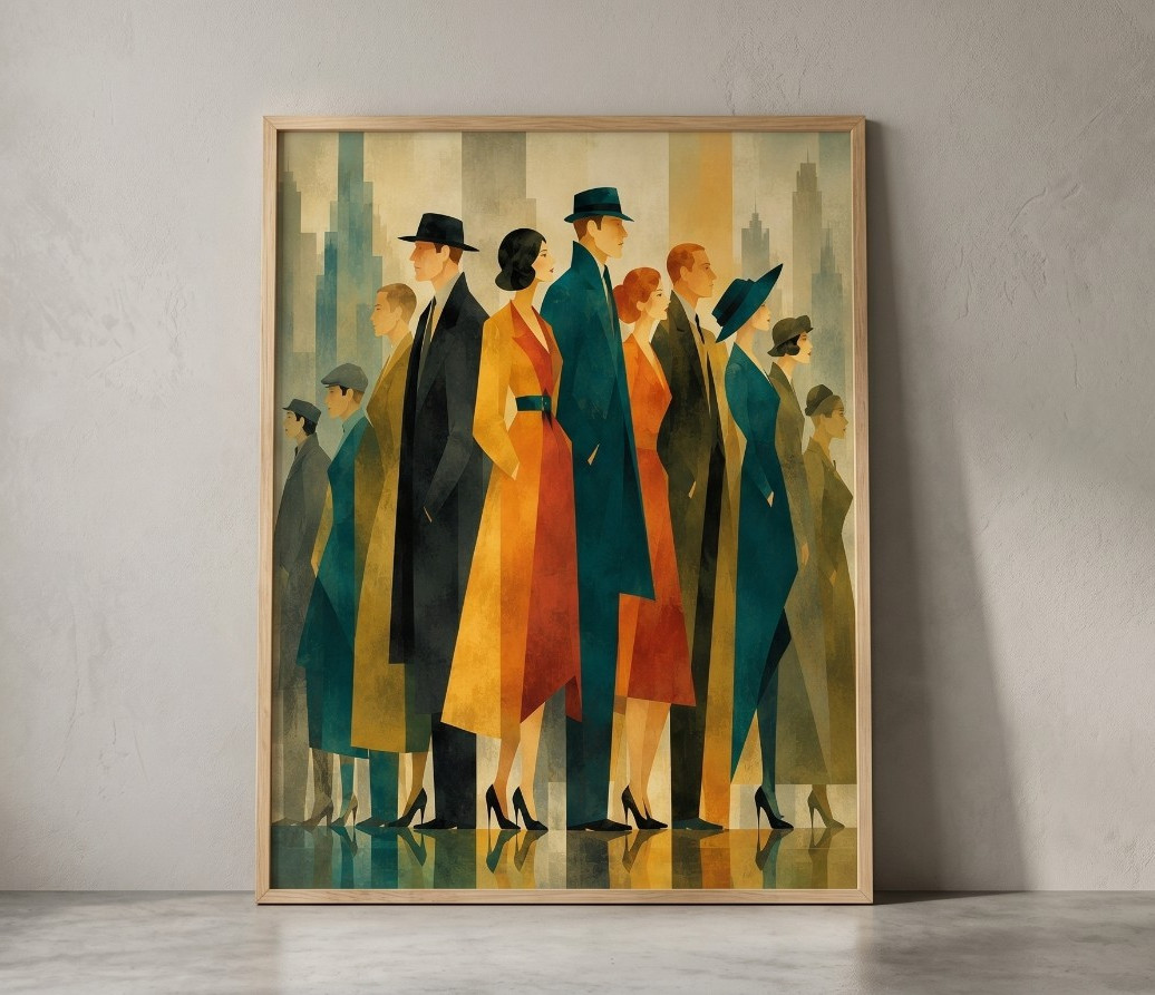 Art Deco People Wall Art Vintage 1920s Fashion Poster Retro New York City Print