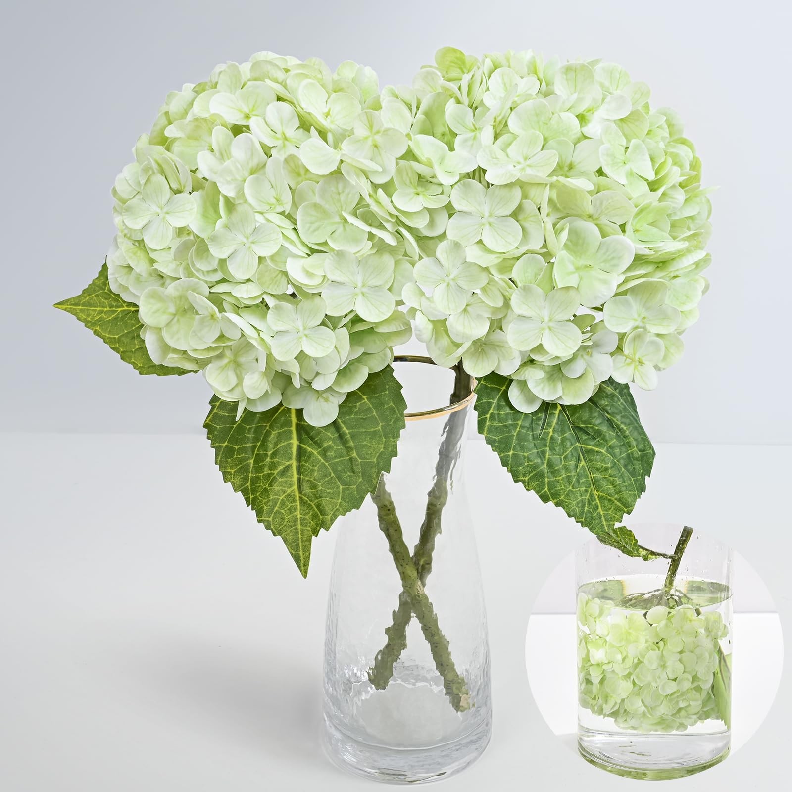 2Pcs 21in Hydrangea Artificial Flowers, Latex Real Touch Hydrangeas Lifelike …