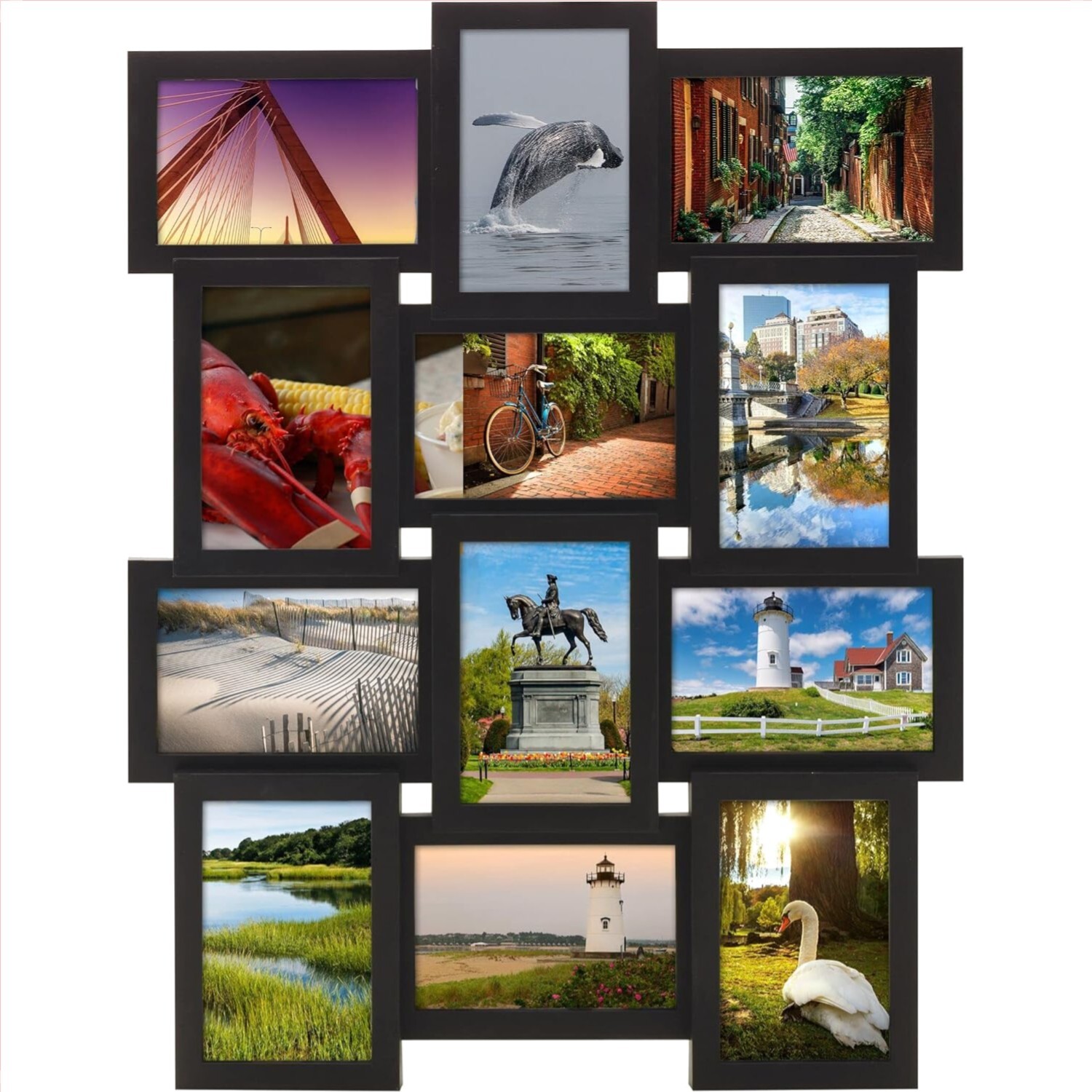 12-Opening Wall Mount Collage Frame – 4×6 & 6×4 Photos in Bold Black Finish