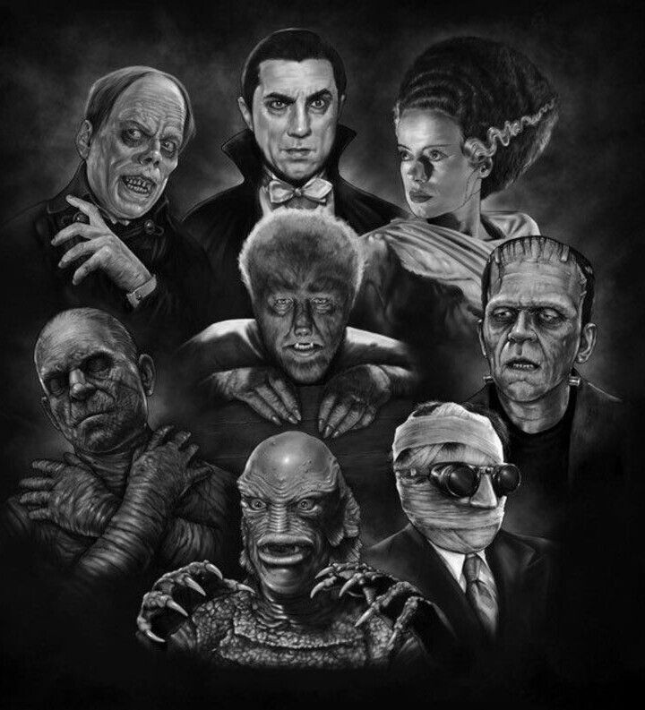 Universal Monsters Collage Art Poster 10 X 15 Reproduction