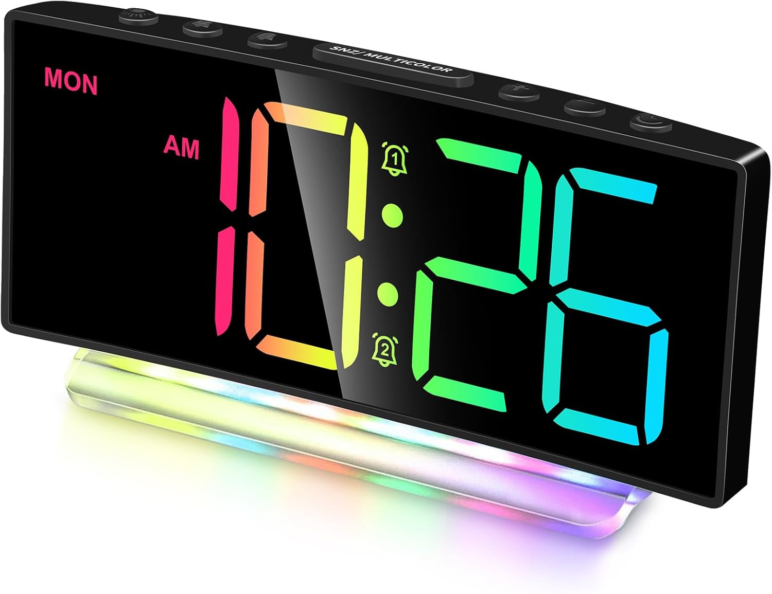 Loud Alarm Clock for Heavy Sleepers Adults Teens Kids, RGB Digital Bedside Clock