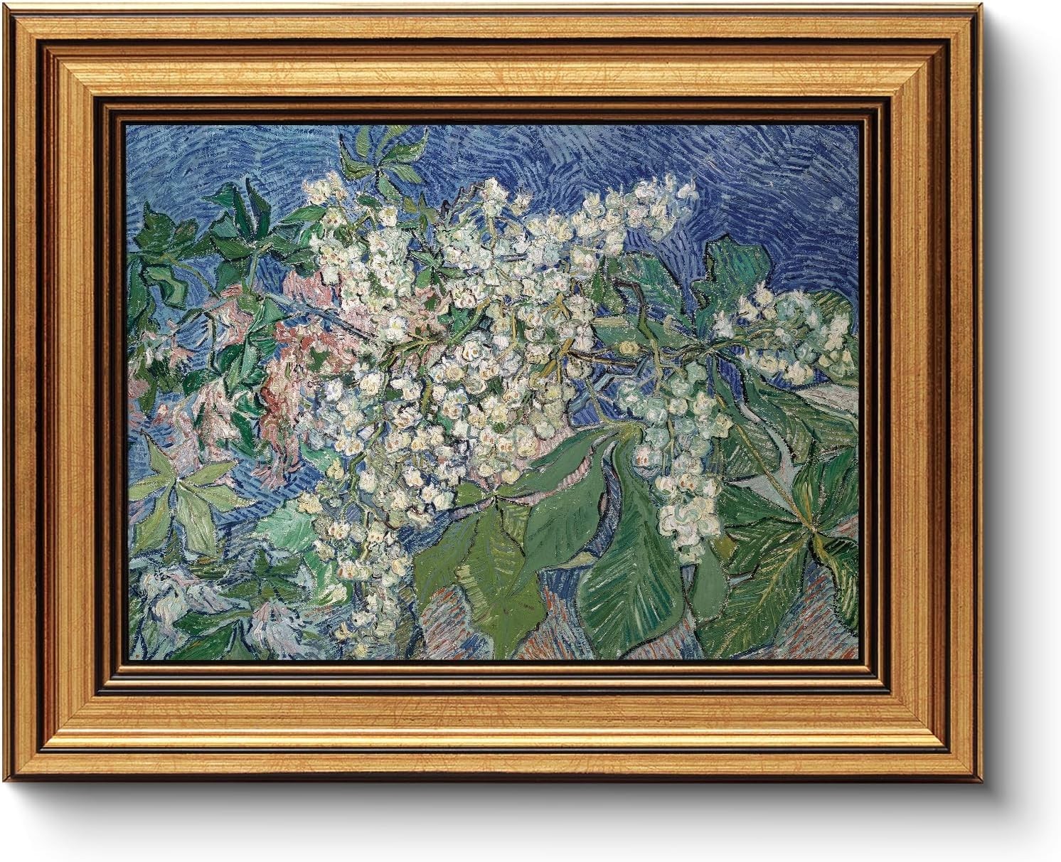 Vintage Chestnut Branches Gold Framed Canvas – Timeless Wall Art 8×10