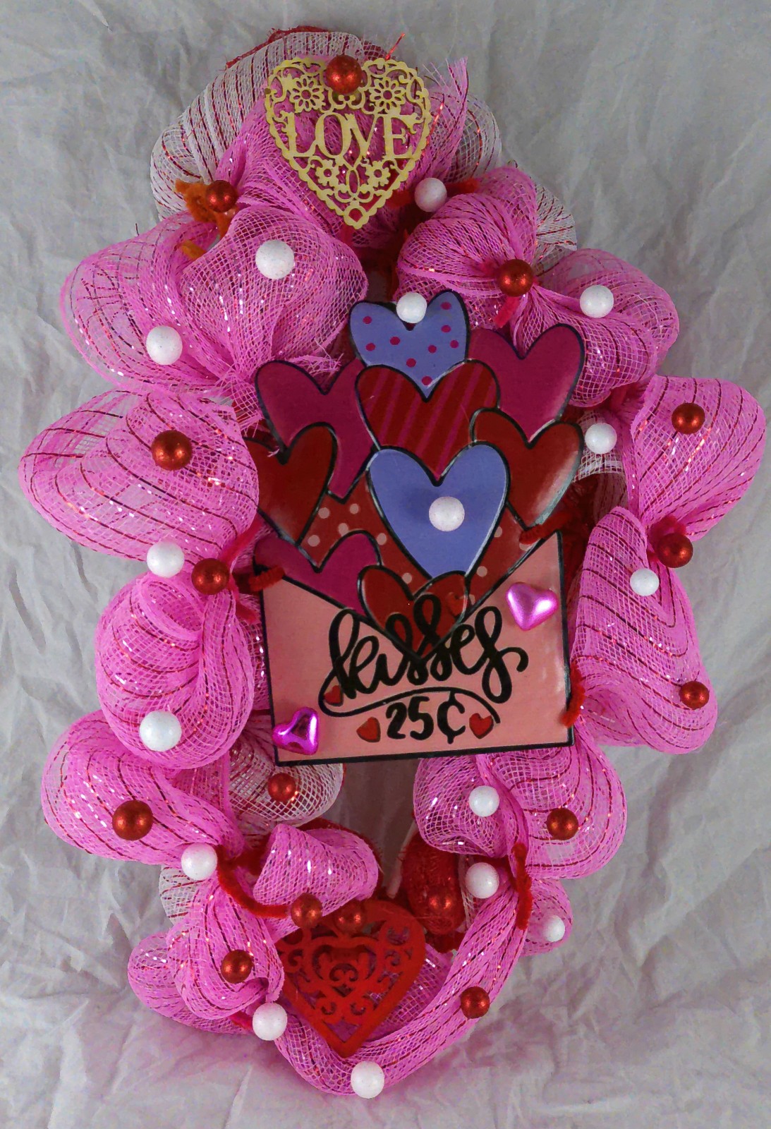 Pretty Red, White, and Pink Swag Valentine&rsquo;s Day Wreath