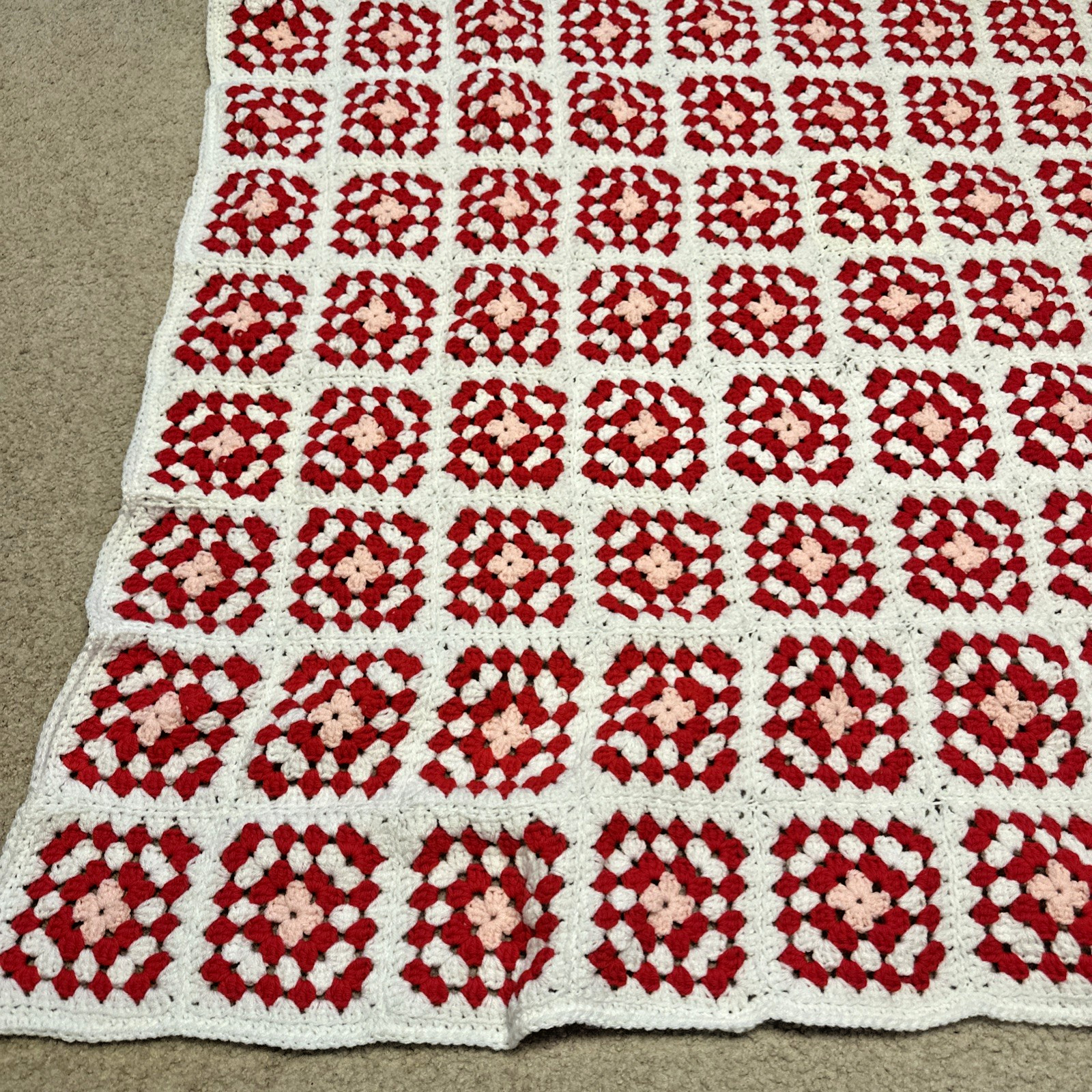 Vintage Handmade Crocheted Afghan Throw Blanket Granny Squares Quilt 54&Prime;/54”