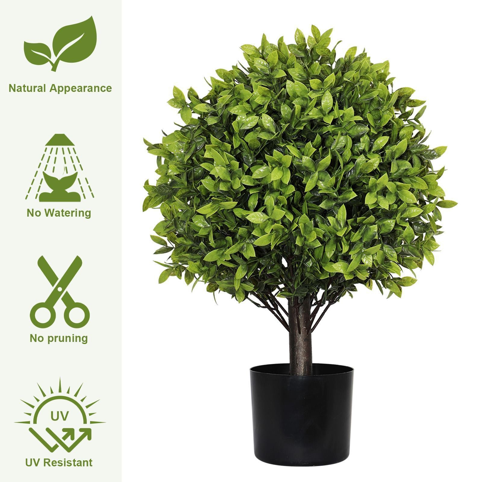 22in Artificial Boxwood Topiary Ball Trees in Pots for Indoor Outdoor Home