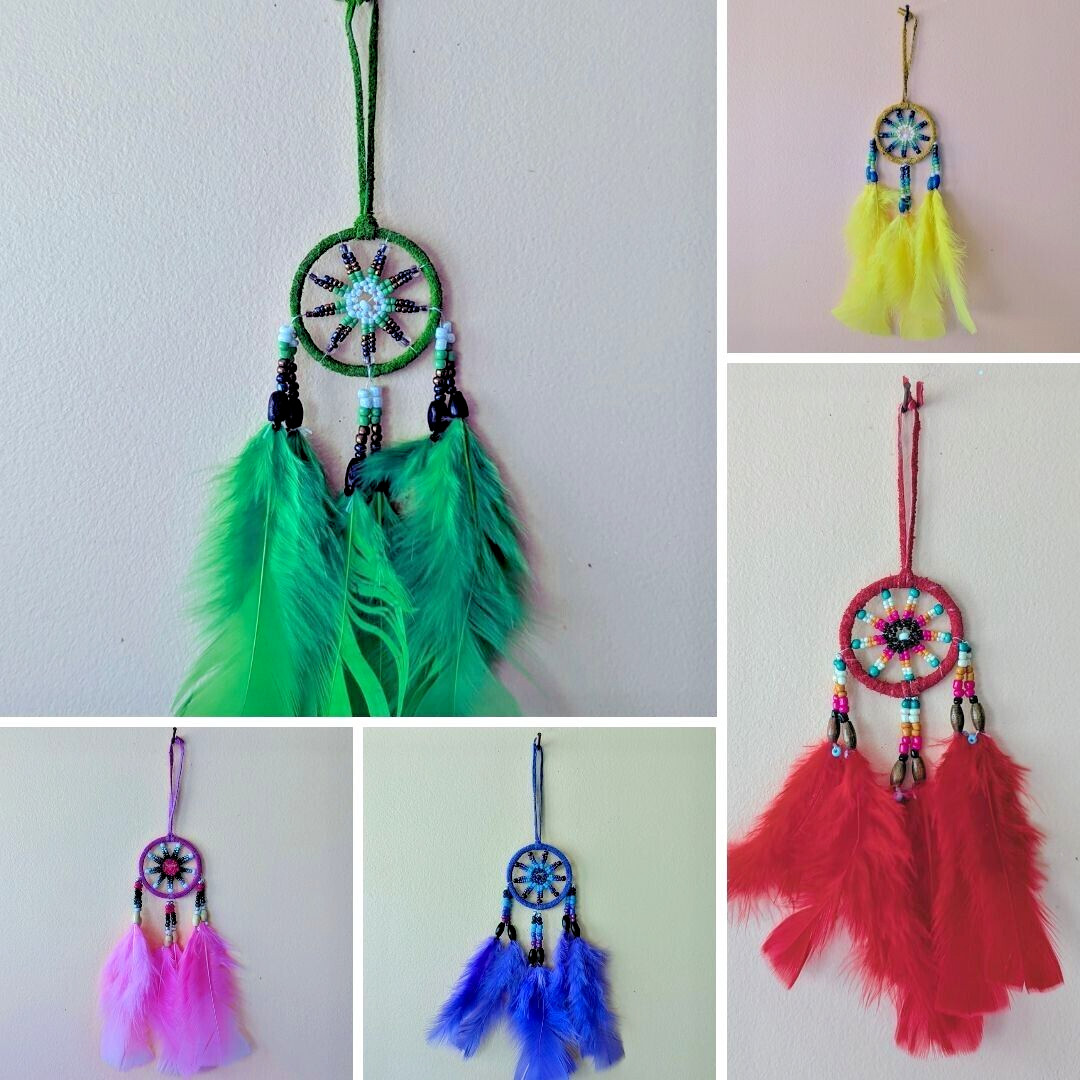Handmade 2 inch Beaded Dreamcatcher with Feathers