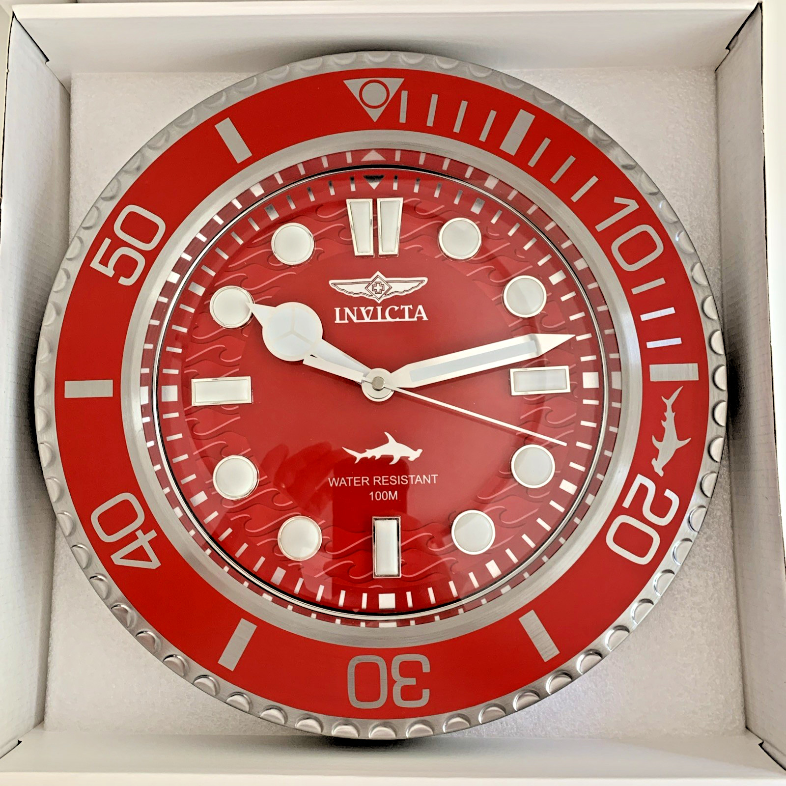 Invicta Pro Diver Wall Clock 14&Prime; Stainless Steel