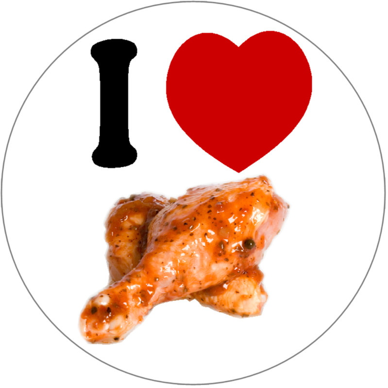 I Love Chicken Drumsticks – 10 Pack Circle Stickers 3&Prime; x 3&Prime; – Food Wings