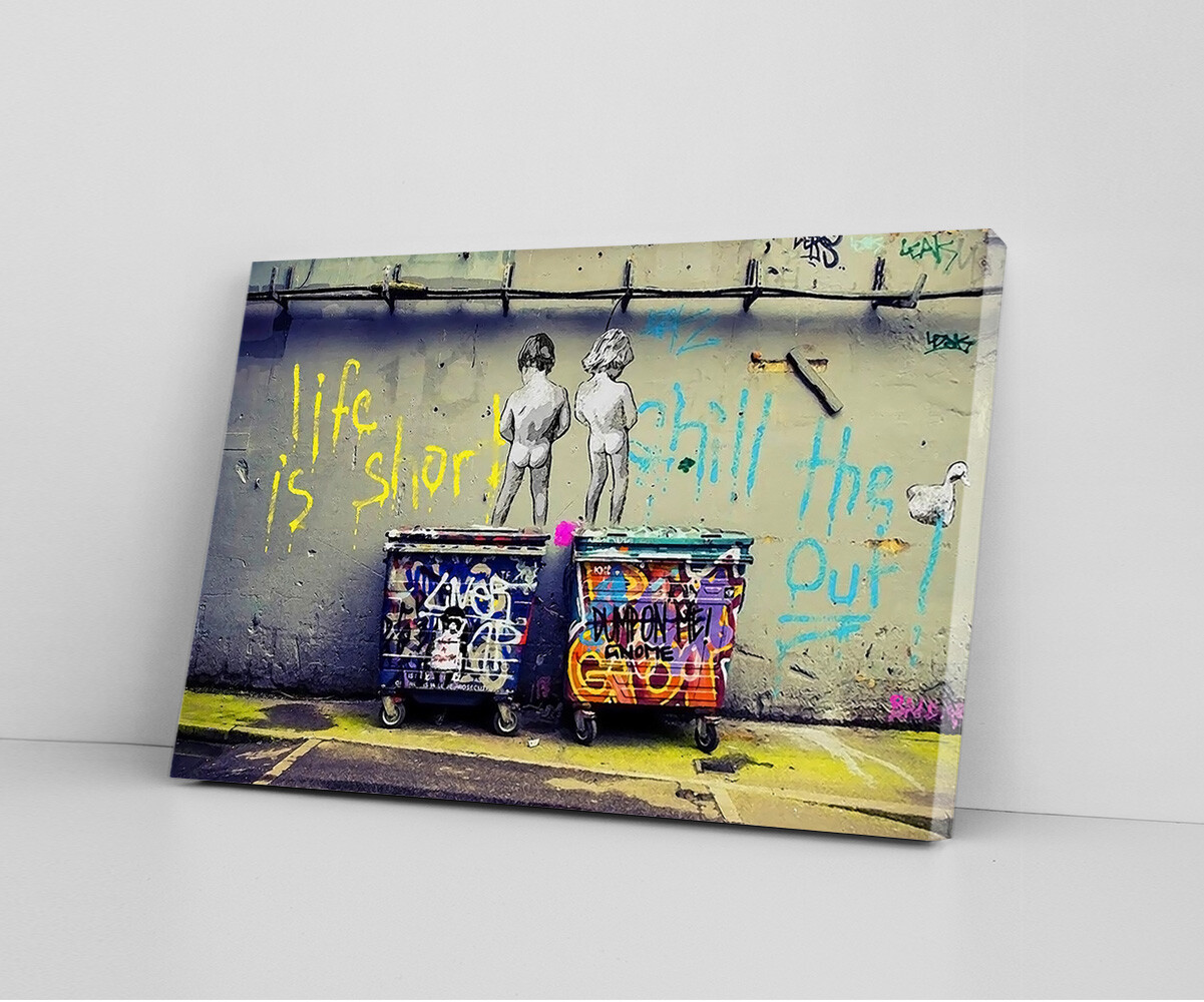 Banksy « Life Is Short Chill The Duck Out » Wall Art Canvas Print Framed Artwork