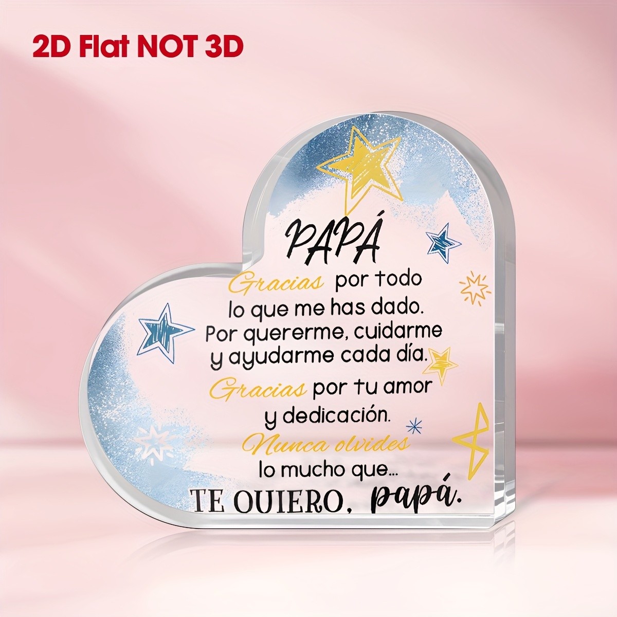 Spanish Cute Hand Drawing Heart Acrylic Plaque Father&rsquo;s Day Appreciation Gift