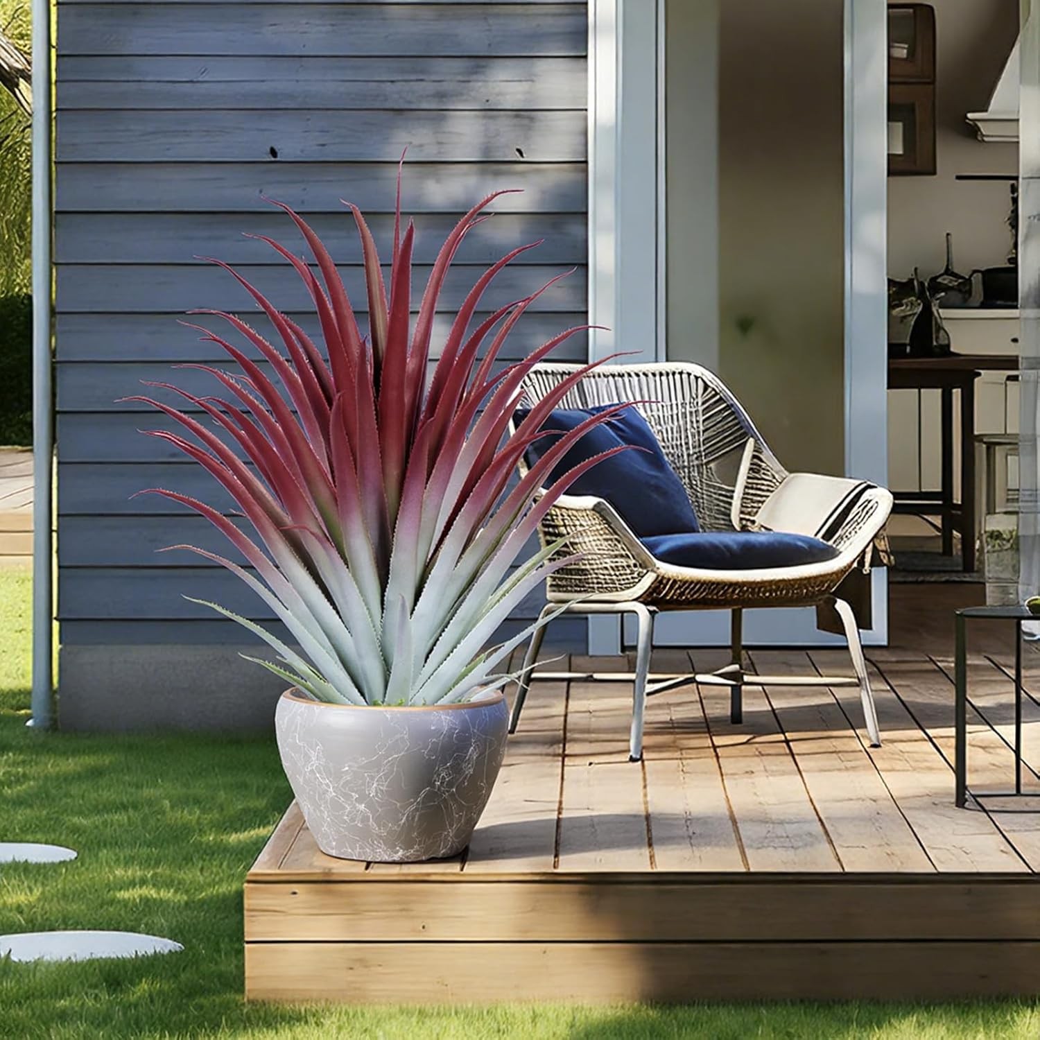 2ft Fake Spiked Agave Plant – Red Artificial Aloe Vera Plant 26 Inch – Tall