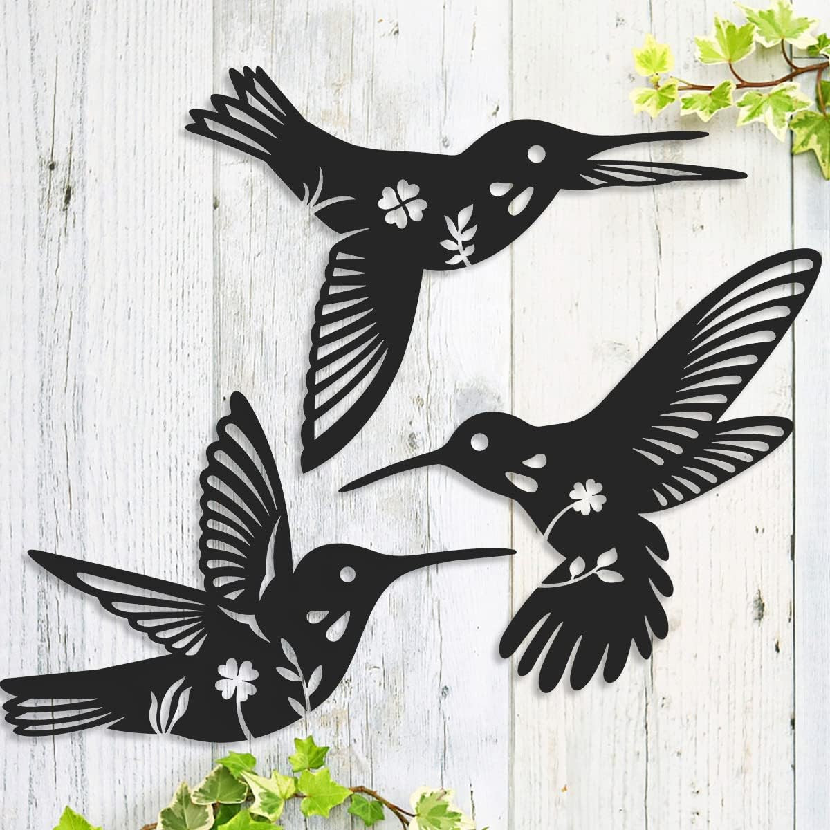Metal Hummingbird Wall Art Decor-Black Metal Wall Art,Bird Wall Sculpture for Ho