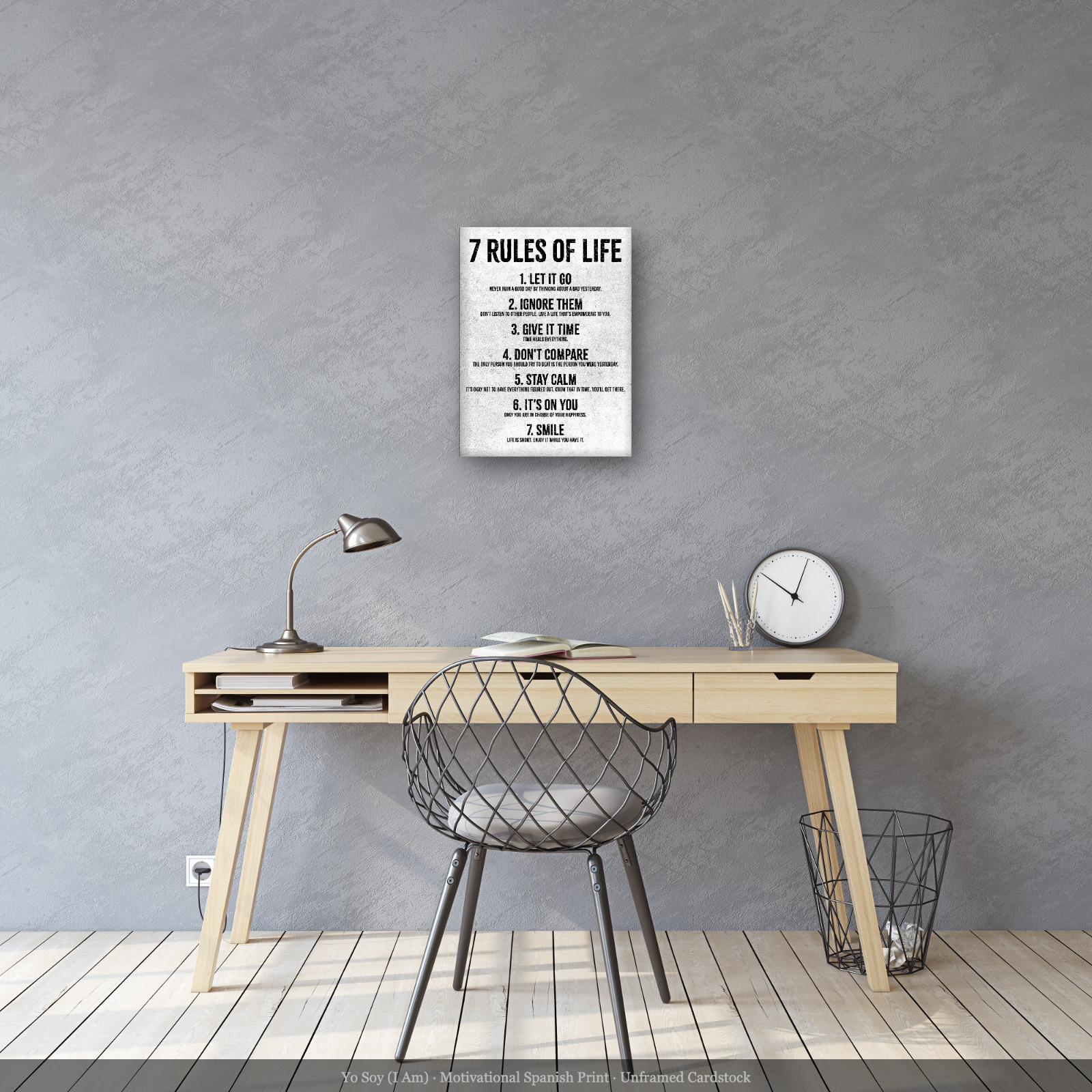 HoneyKick 7 Rules of Life Motivational Wall Art Poster 11×14 White Cardstock