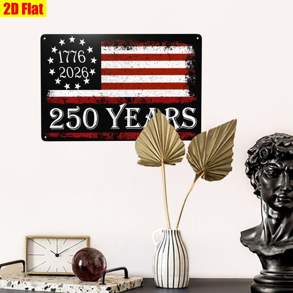 Vintage USA 250th Anniversary Metal Sign Patriotic Home Wall Art Decoration Gift