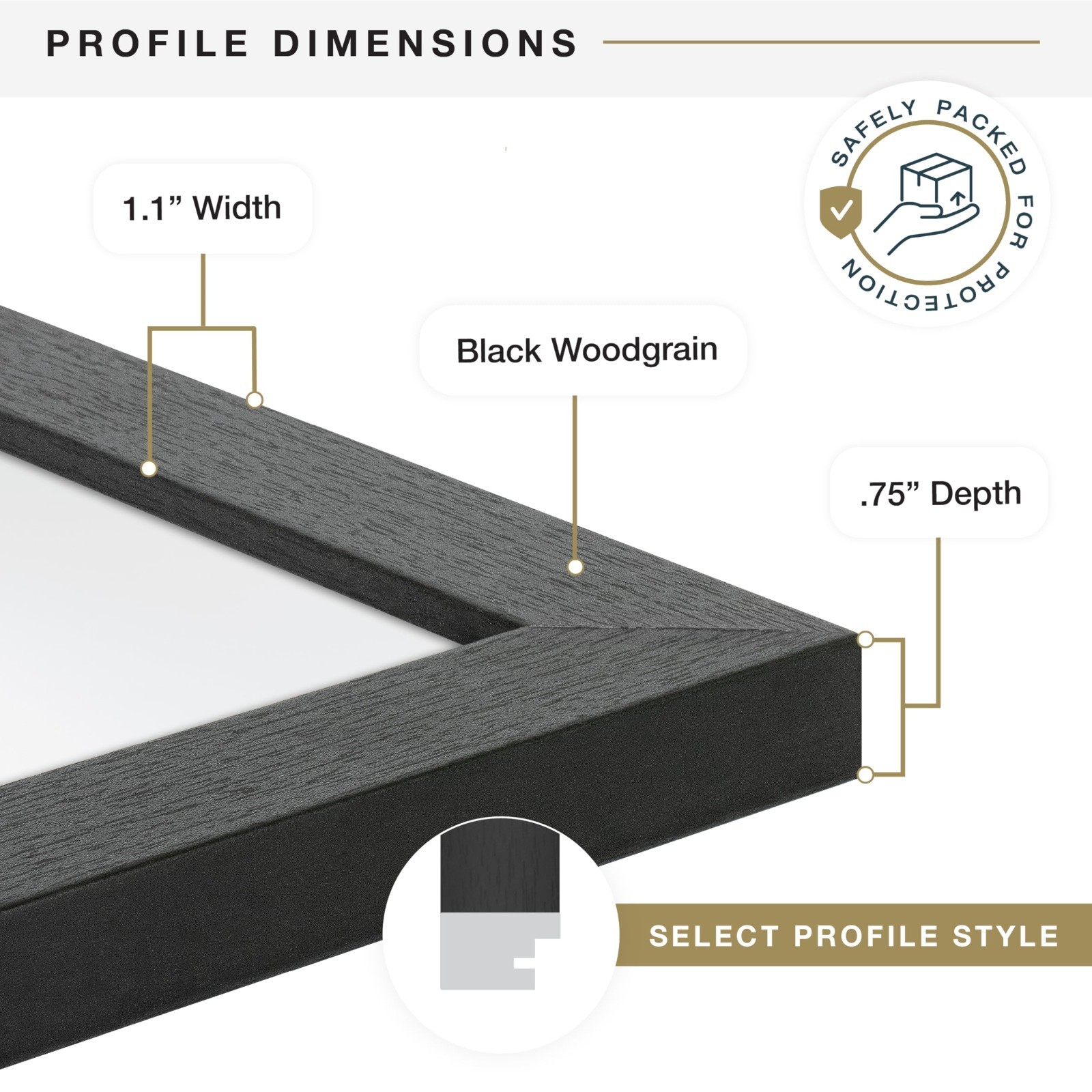 18×24 Black Woodgrain Poster Frame – Vertical & Horizontal Wall Mount for Photos