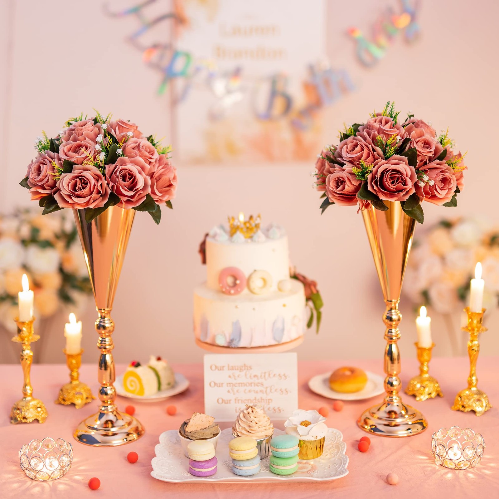 Flower Centerpieces for Wedding Tables Wedding Table Decorations Dusty Rose F…