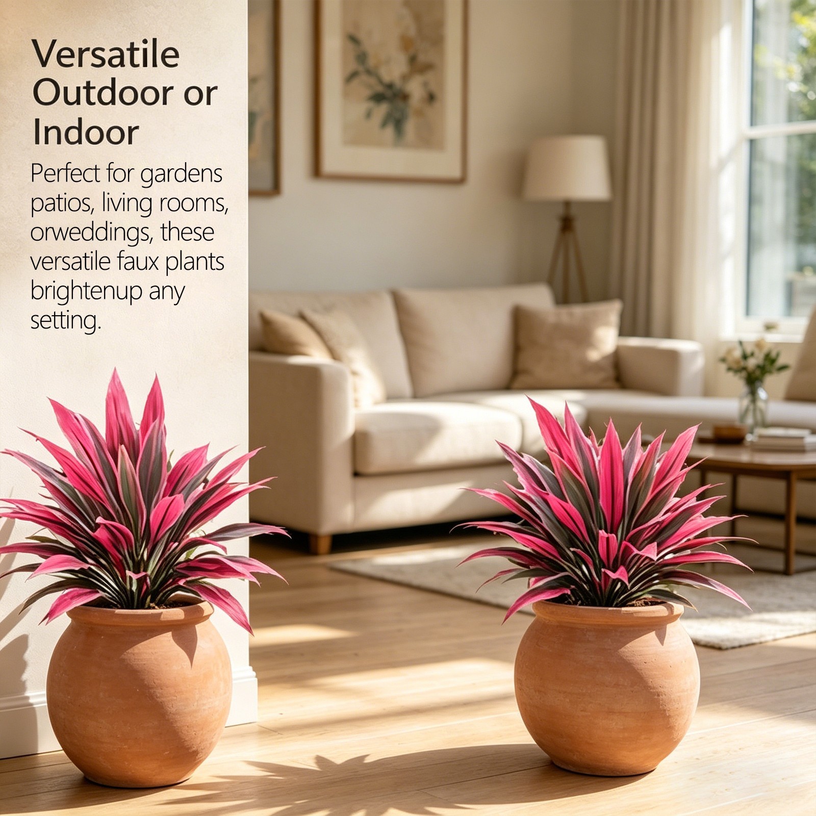 2PC UV Resistant Artificial Boston Fern & Dragon&rsquo;s Blood Tree, Home Garden Decor