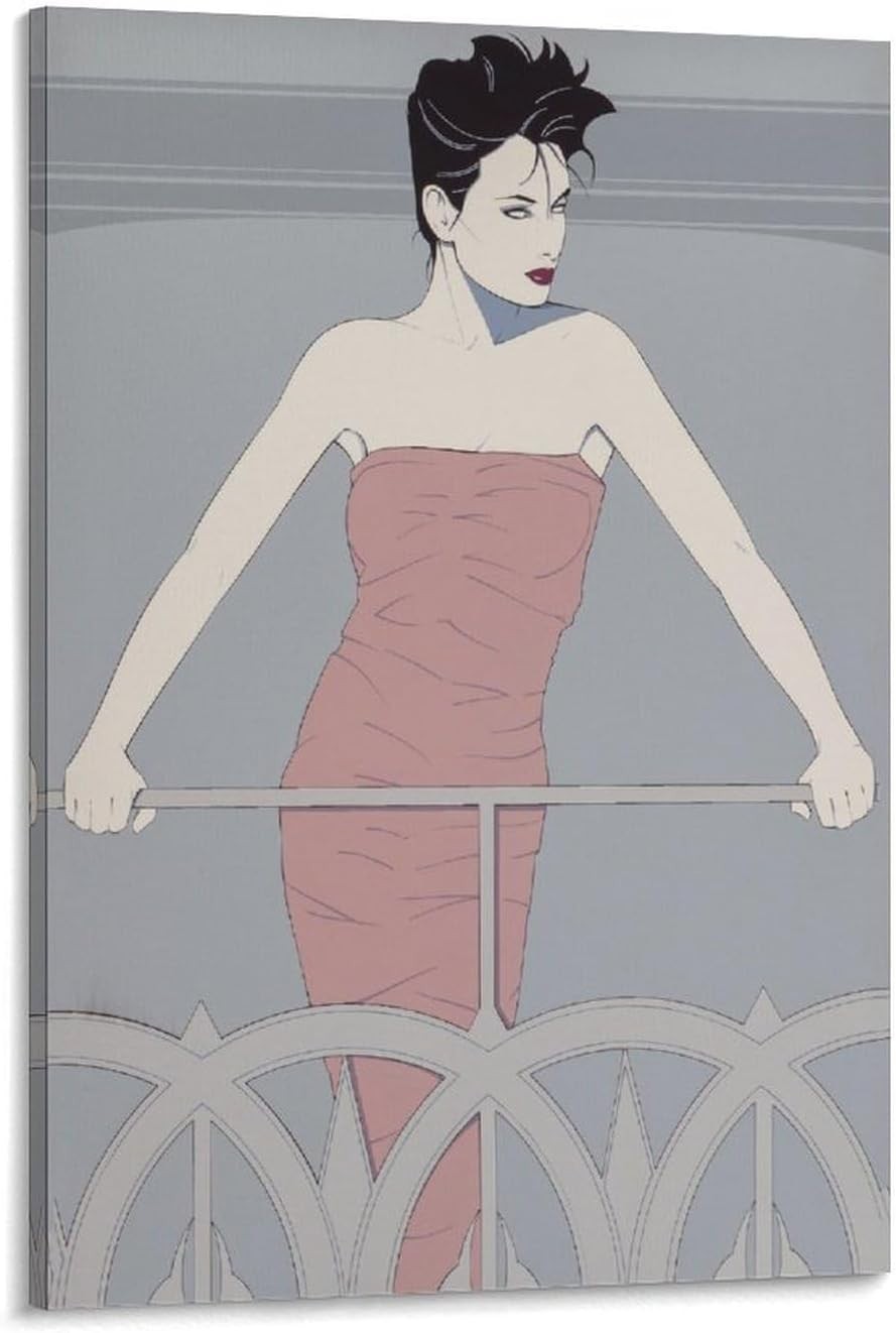 Patrick Nagel Lady Standing on Statue of Liberty Paper Wall Art RetroPostes24x36