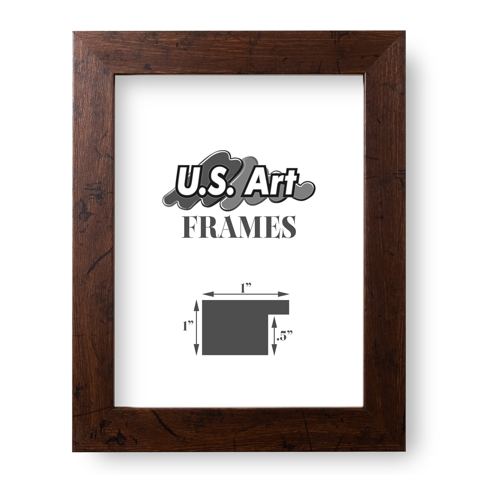 US Art Frames 1&Prime; Flat Distressed Mahogany MDF Wall Decor Picture Poster Frame