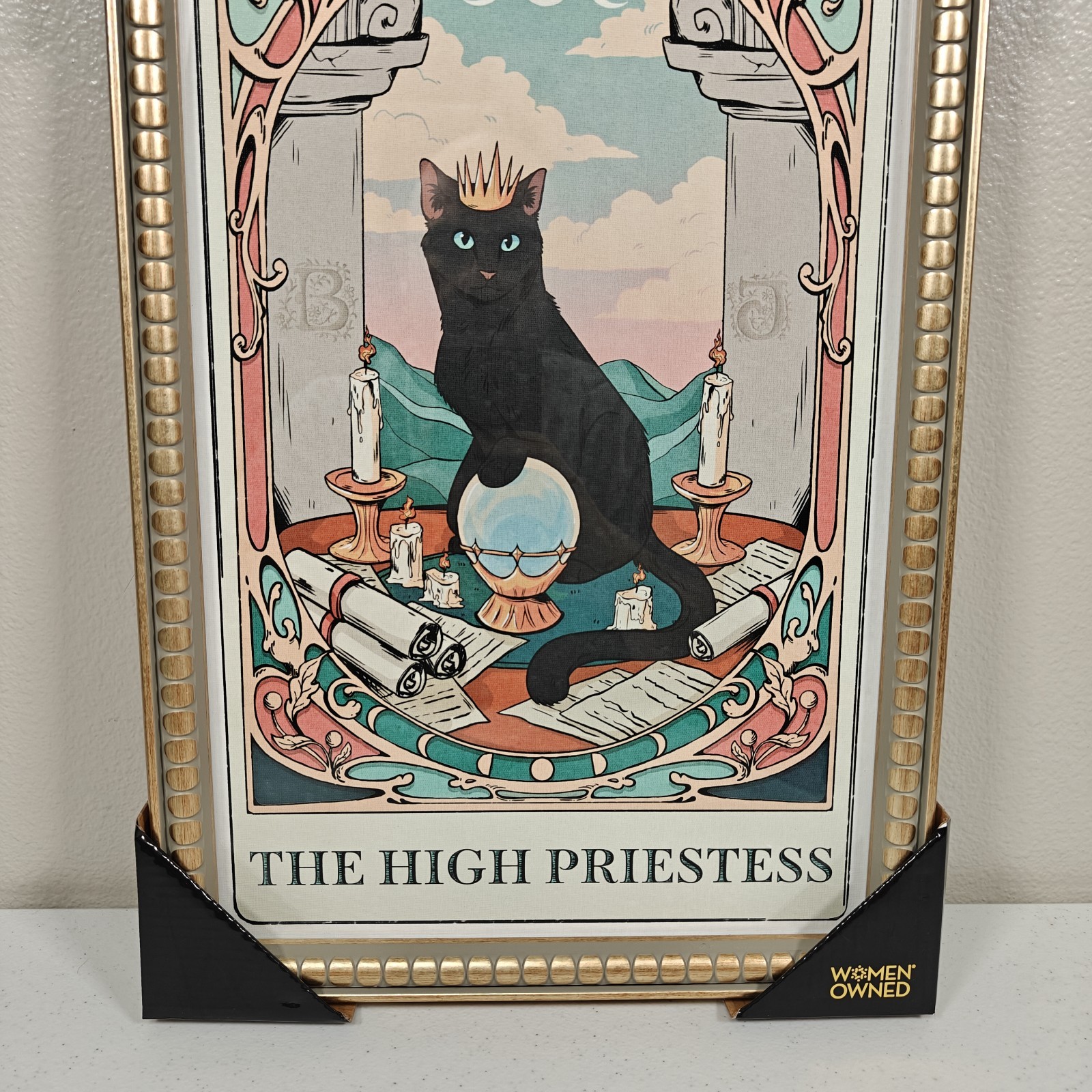 Sapna Shah The High Priestess Black Cat Tarot Framed Wall Art Gold Frame New