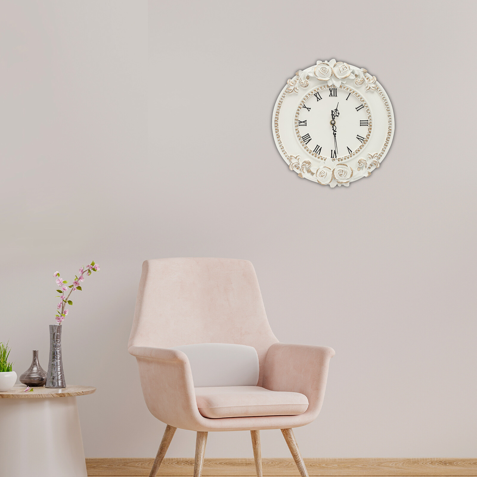 European Style Wall Clock Wall-Mounted Numbers, Analog Display Type Clock 6.5in