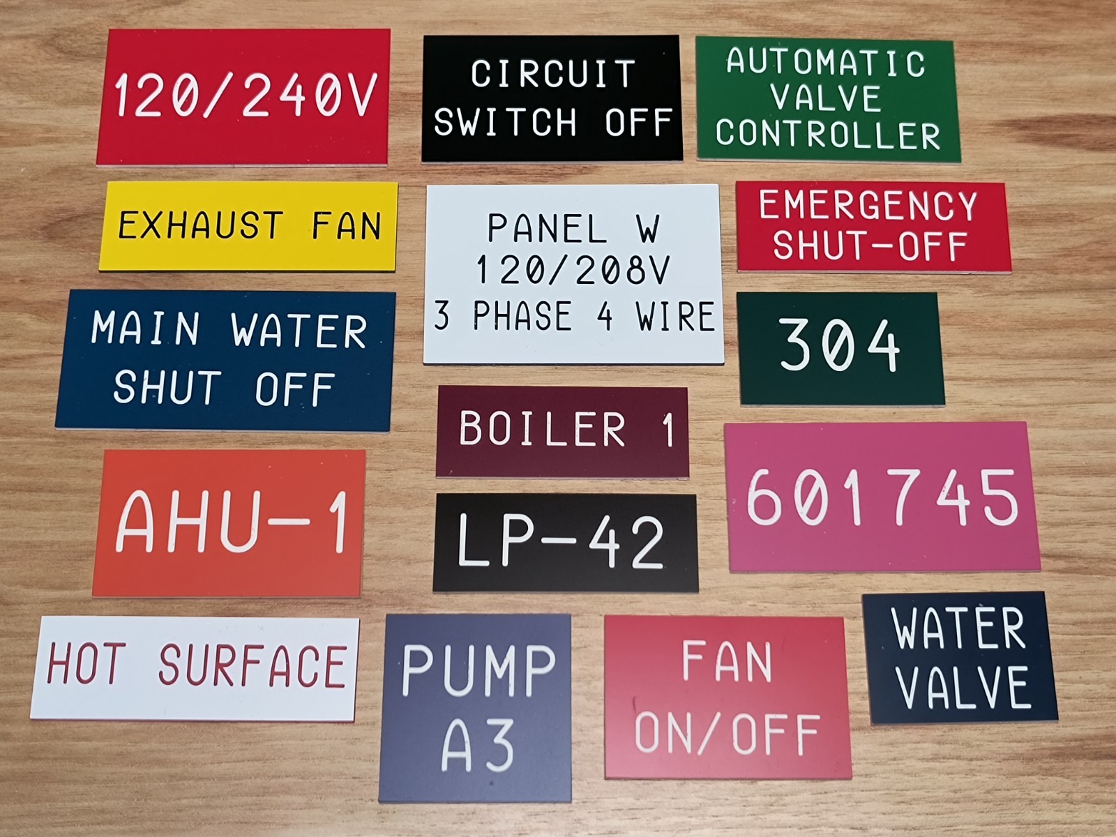 Custom Engraved Industrial Nameplate / Machinery Plumbing HVAC Electrical