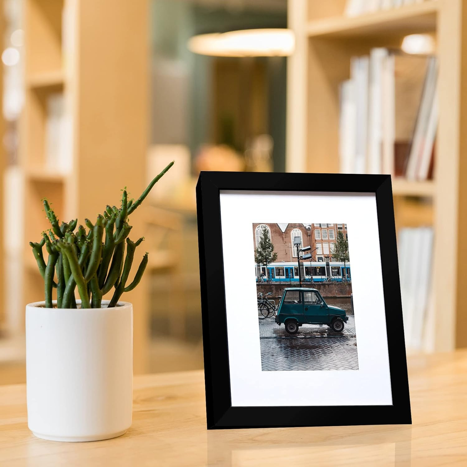8X10 Picture Frame Black Set of 6, Display Pictures 5X7 with Mat or 8X1