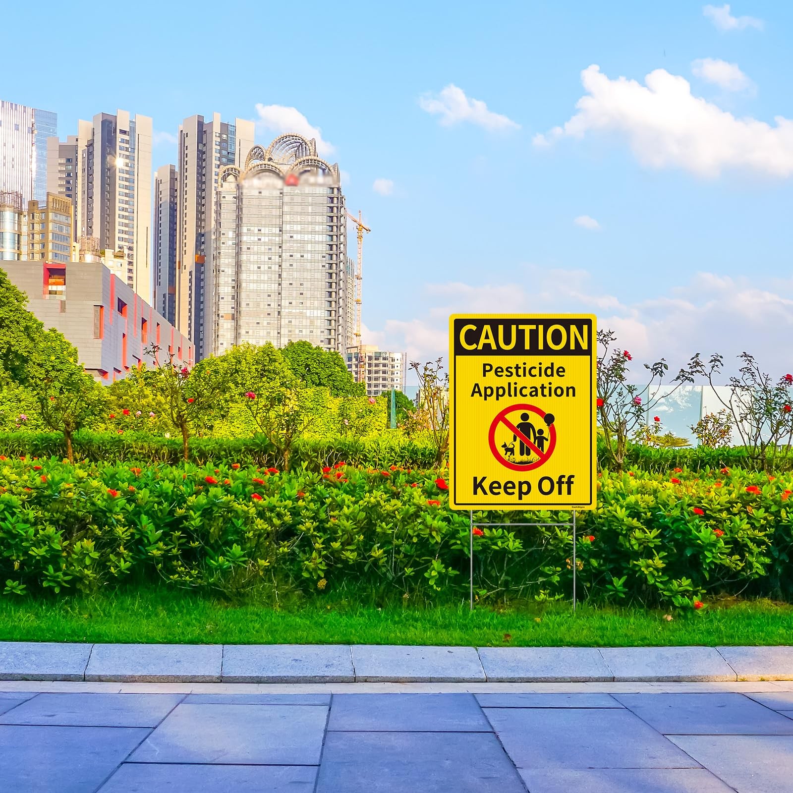 Caution Pesticide Application Keep Off Sign for Yard with Stake Kit, 2Pack12….