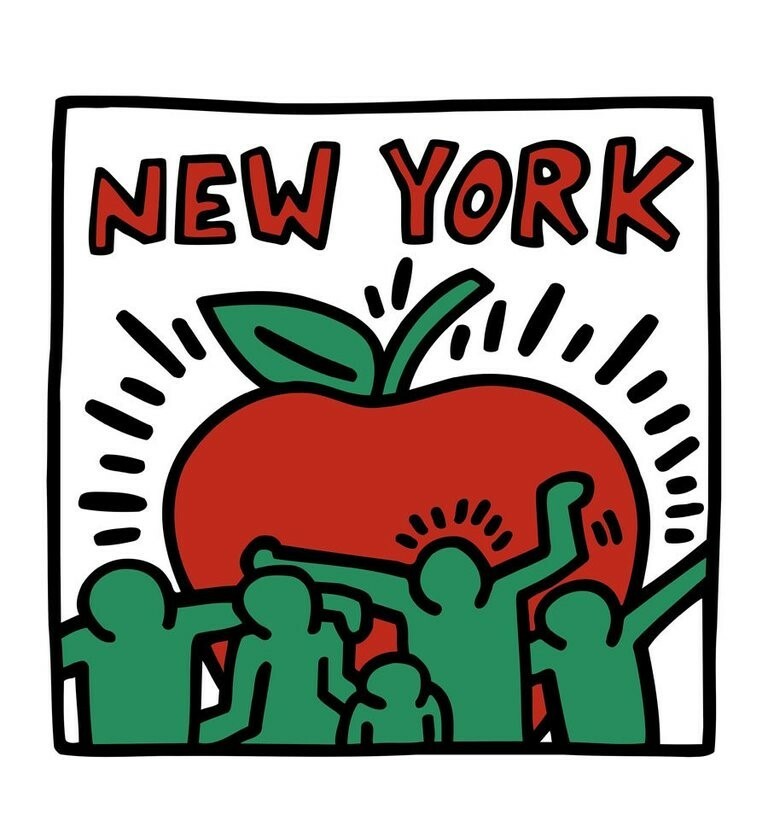 Untitled 1989 (Big Apple), Keith Haring, Art Print Poster 26&Prime; x 26&Prime; 2696-5