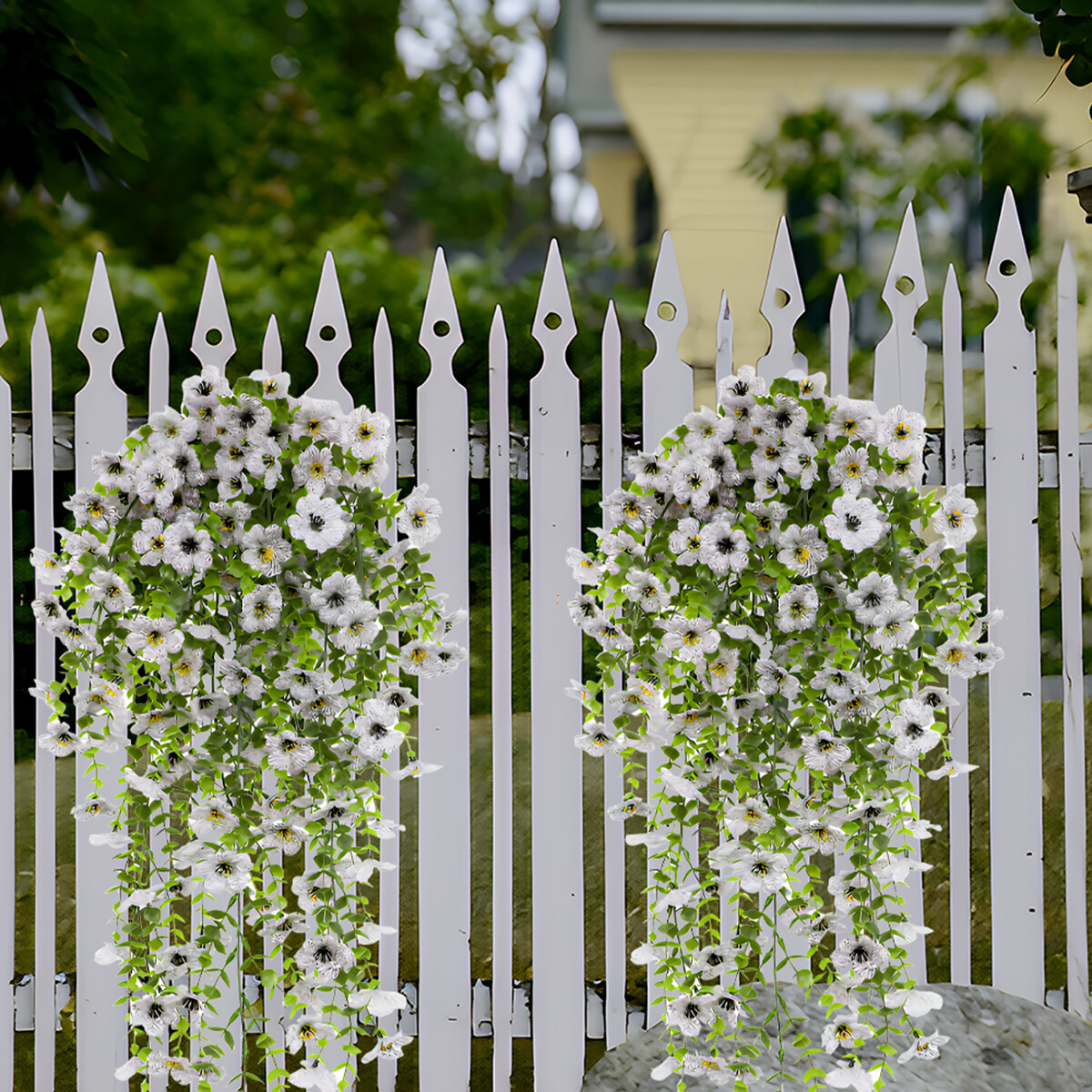 4Pcs Artificial Fake Hanging Basket Plants Silk Flowers Vine Home Outdoor Decor