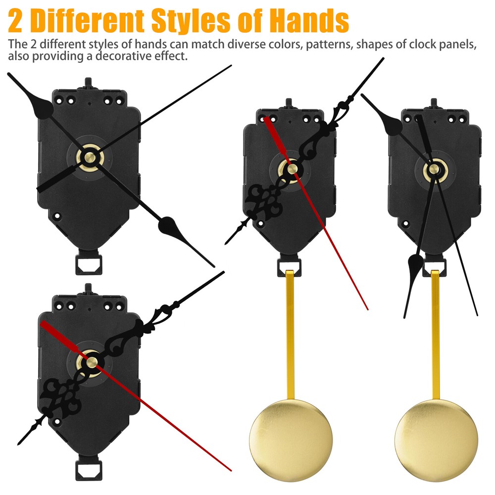 2Sets Quartz Wall Clock Pendulum Swing Movements Mechanism DIY Kits Repair Parts