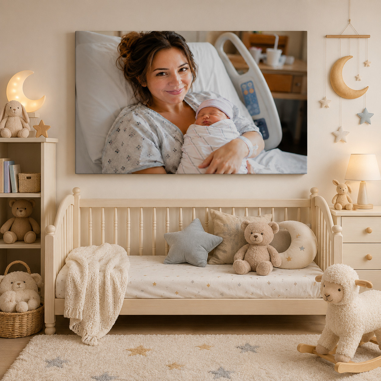 Mother Baby Canvas Wall Art Newborn Photo Print Custom Family Keepsakeframe36*24
