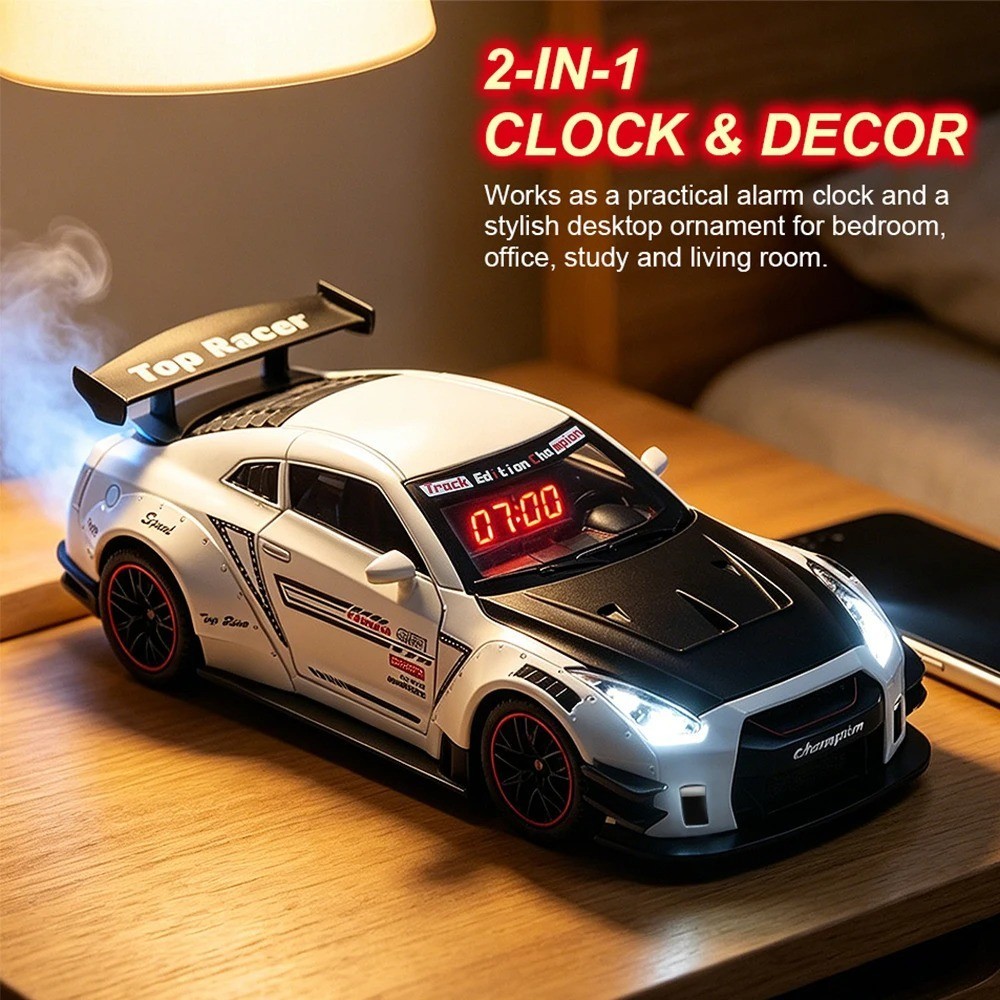 Hypercar LED Alarm Clock Digital Sports Car Model Desk Clock Remote Control