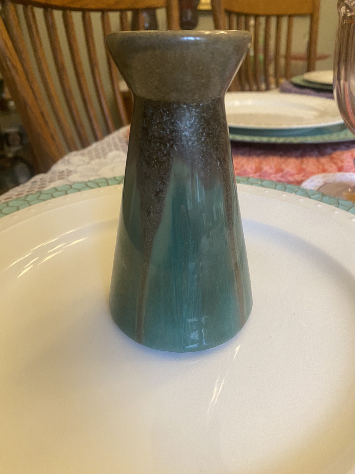 Home Collection Vase – 4.75 in. Greens & Brown shades Art Decor Ceramic
