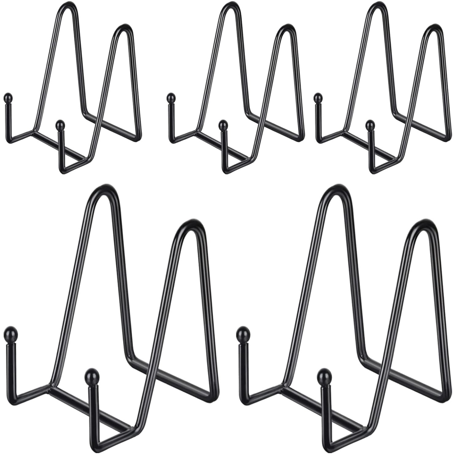 Set of 5 Black Metal Display Stands – 4 Inch Plate Holder