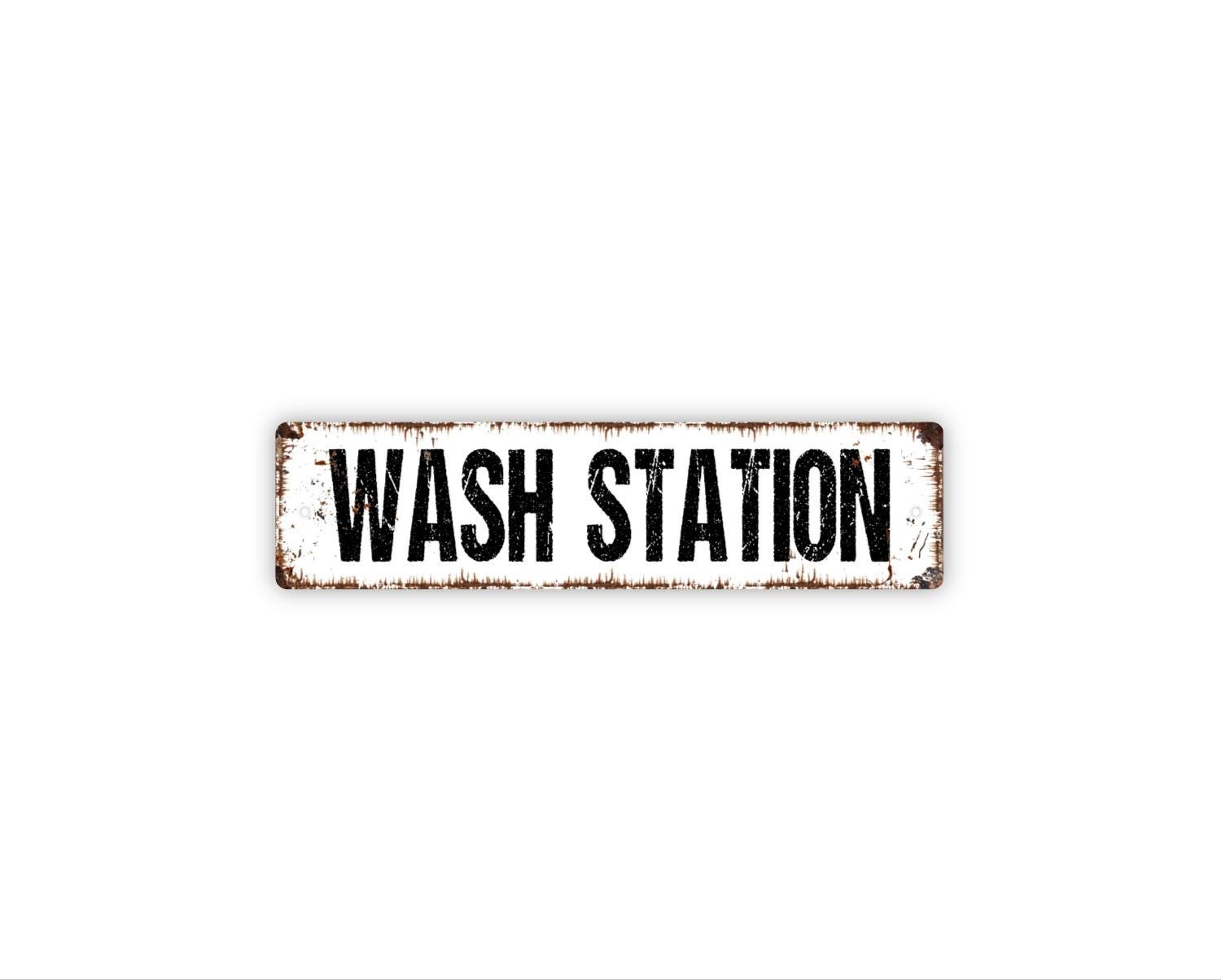 Wash Station Sign – Hand Washing Wall Decor – Bathroom, Kitchen, or Workplace