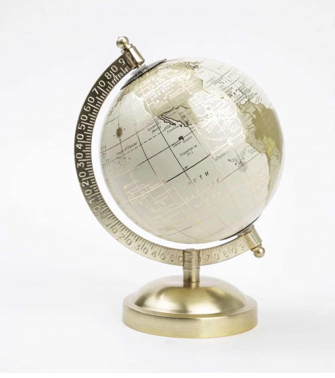 Cream and Gold 5.75&Prime; x 8&Prime; x 5&Prime; Tabletop Decorative Globe