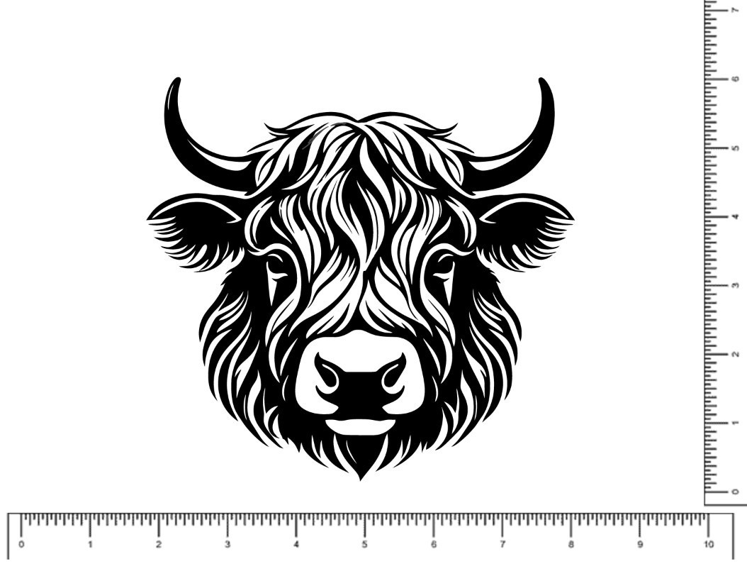 Highland Cow Vinyl Die Cut Decal, Waterproof, Durable Outdoor, Cute 5.9&Prime; x 5.6&Prime;