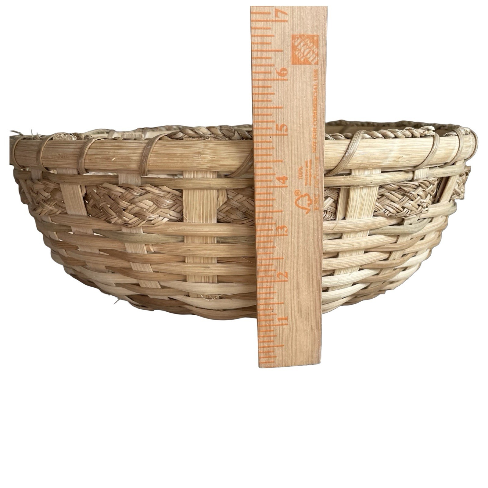 Round Rattan Storage Basket Weaving Wicker Basket Bread Fruits Food Tray 14”