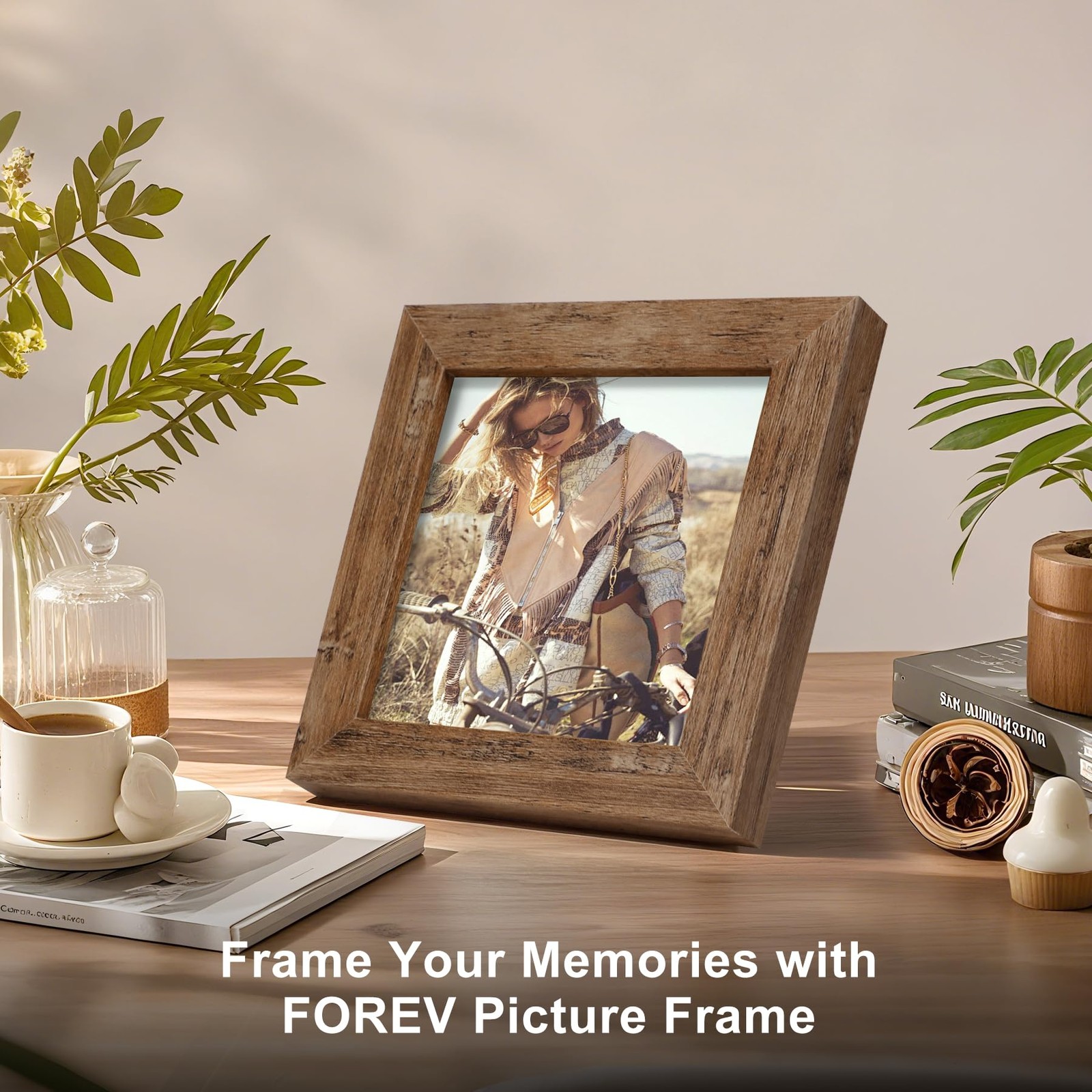 Picture Frames 4×4 Set of 2 Rustic Wood Grain Photo Frame for Gallery Wall Mo…