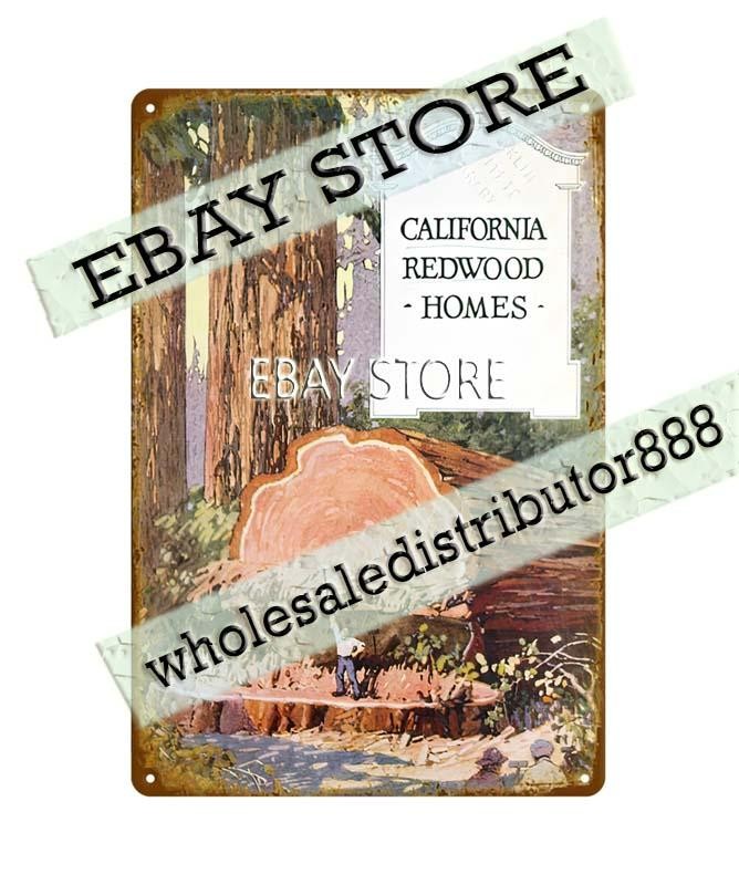 1919 California redwood homes tin sign