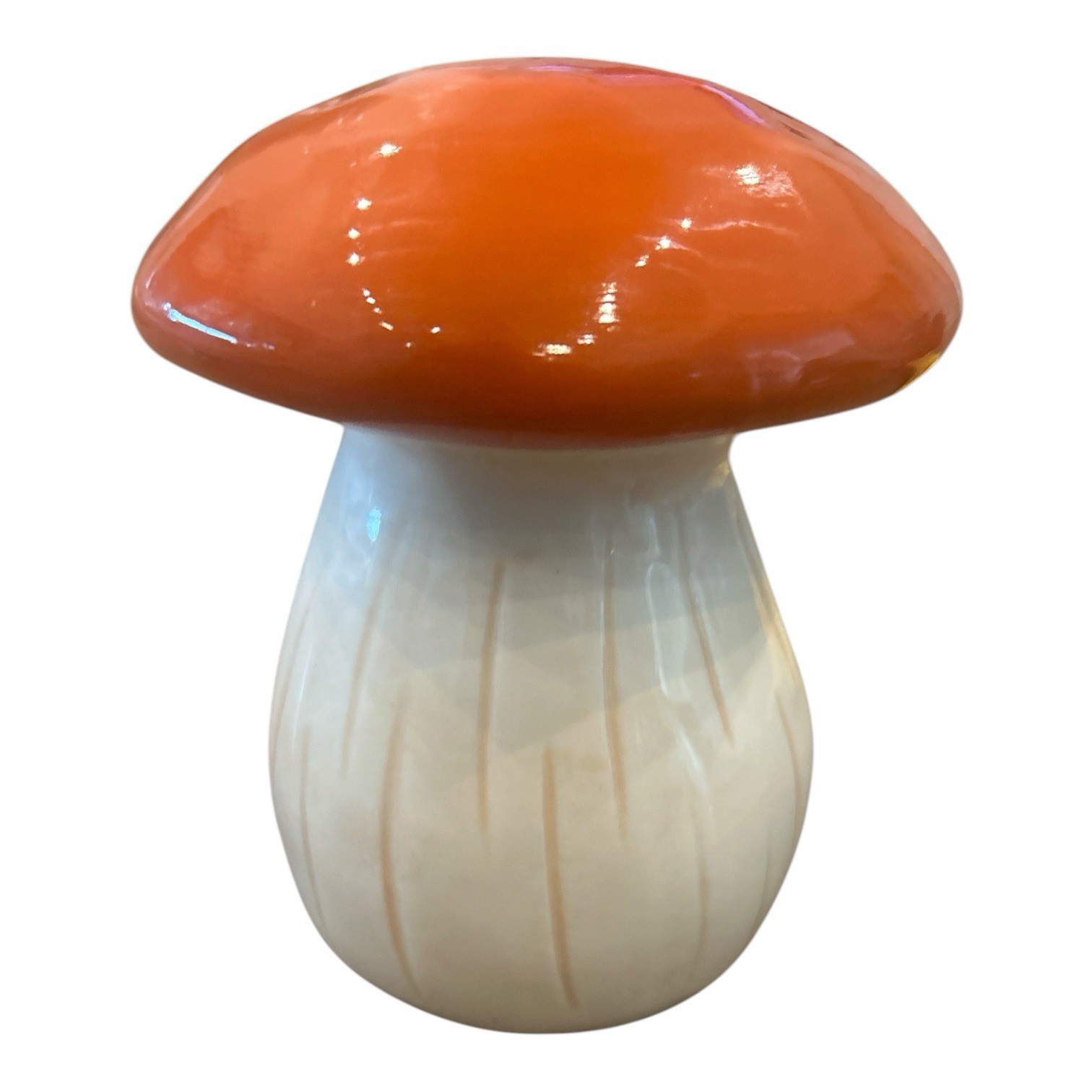 Large Ceramic Mushroom MCM Style Orange & Cream – 6 inches tall