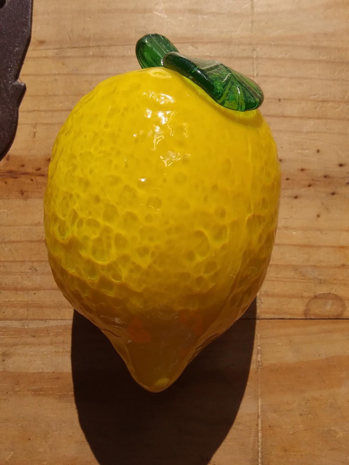 VTG Lemon Murano Style Hand Blown Glass Yellow 4.5” Textured Realistic Art-Glass